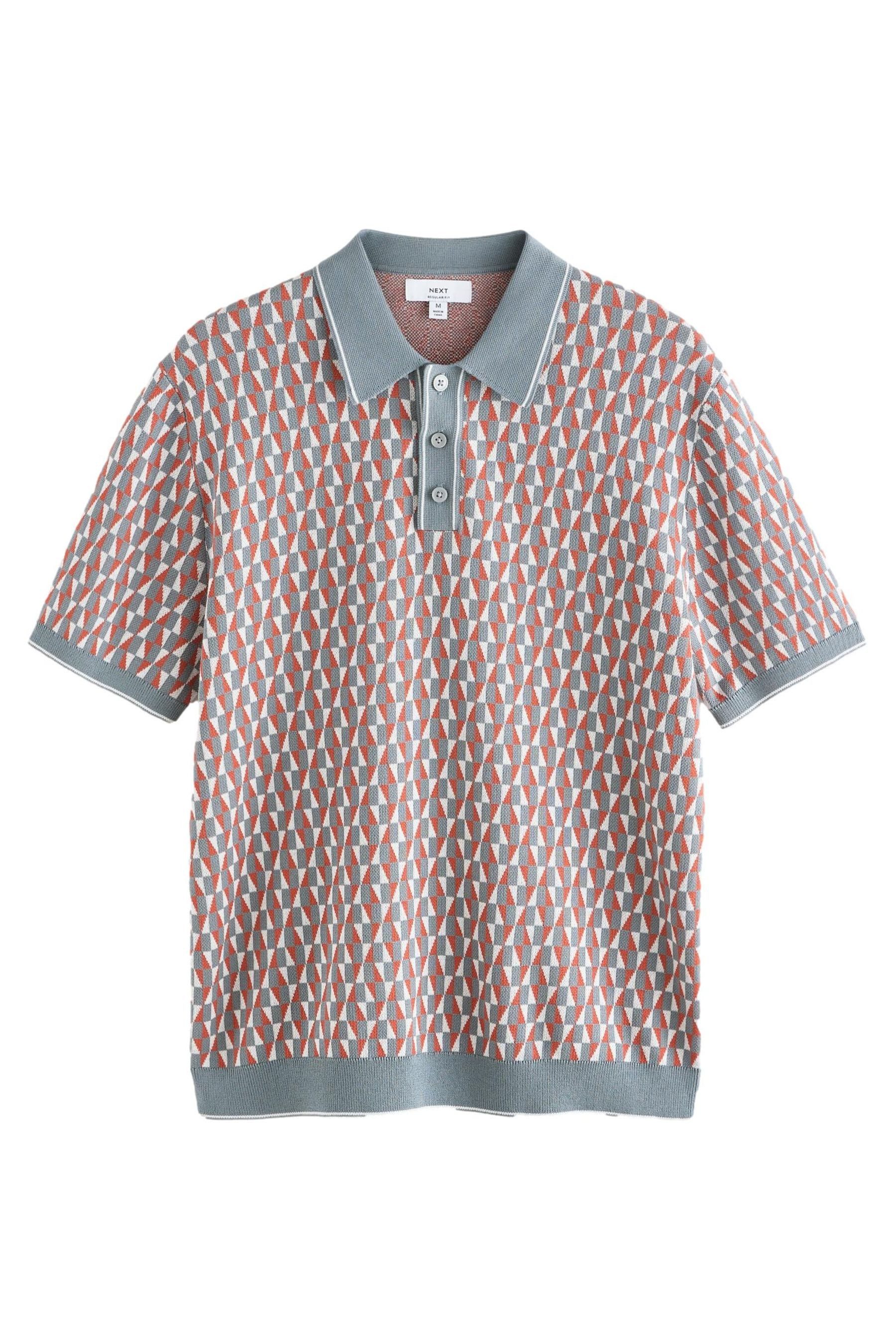 Next Polokragenpullover Gestricktes Polohemd mit geometrischem Muster (1-tlg)