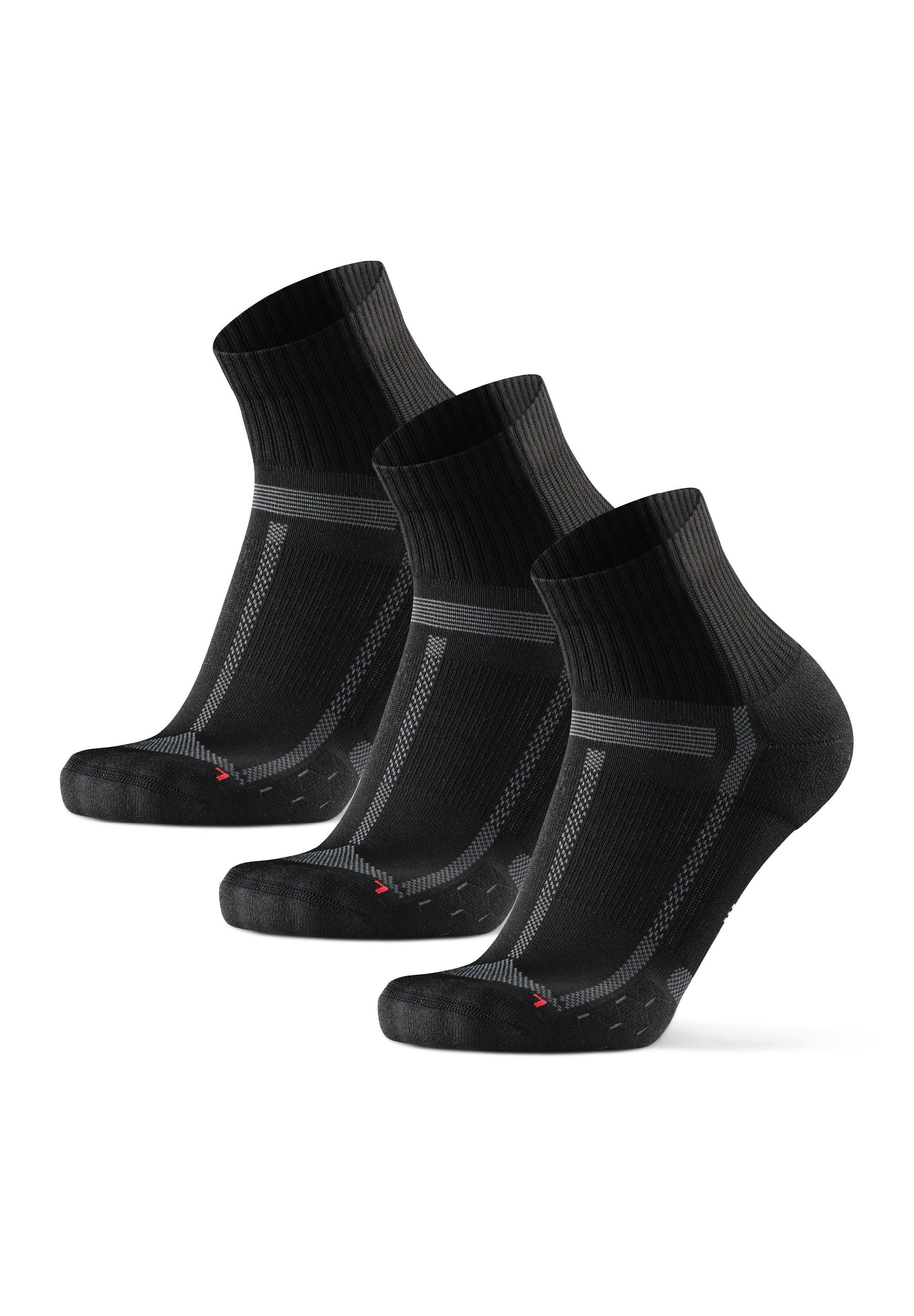 DANISH ENDURANCE Laufsocken Long Distance Running Socks (Packung, 3-Paar) Anti-Blasen, Technisch Black/Grey