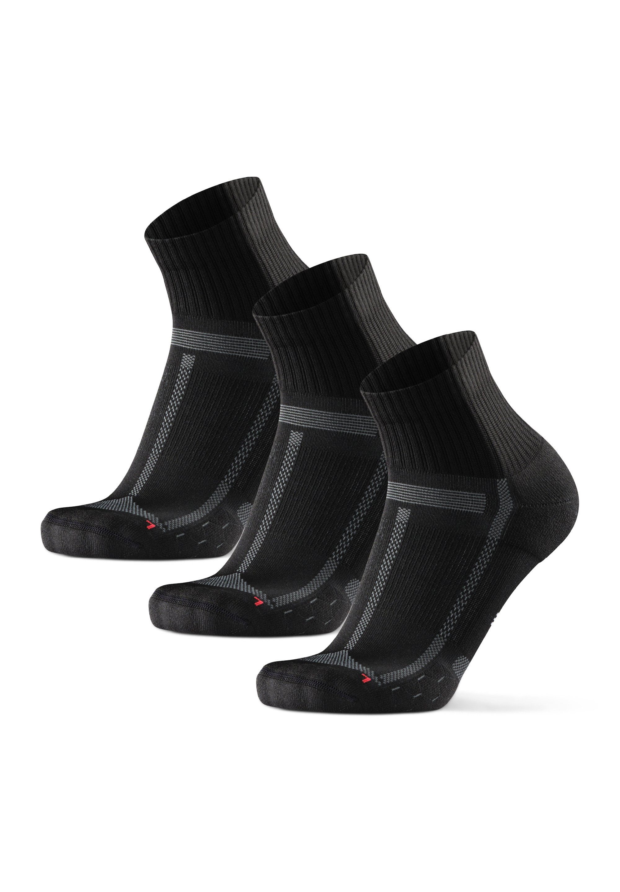 DANISH Technisch Distance Anti-Blasen, Black/Grey Laufsocken Socks ENDURANCE Long Running (Packung, 3-Paar)