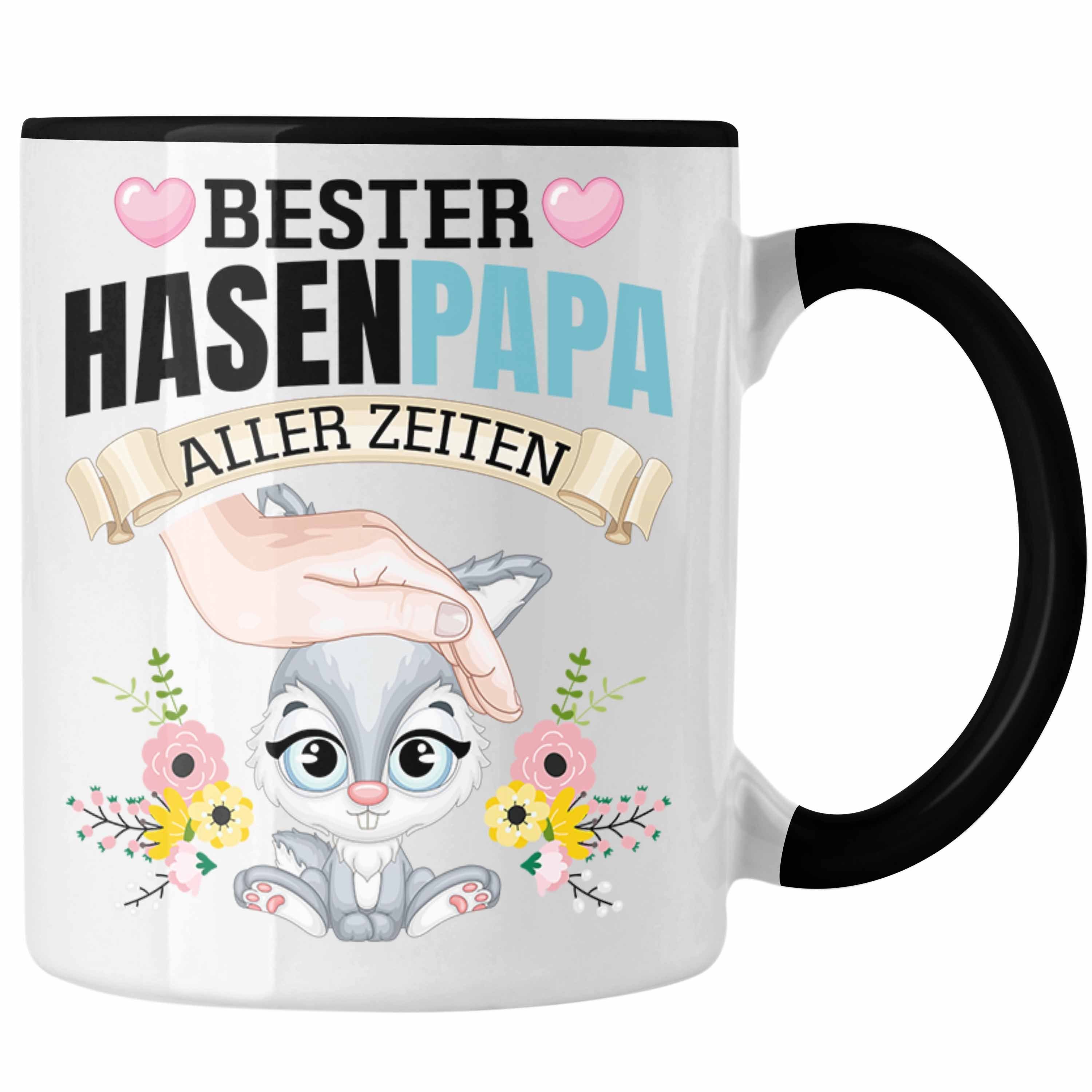 Trendation Tasse Hasen Tasse Geschenk Hasen-Besitzer Kaninchen Kinder Bester Hasen Papa Schwarz