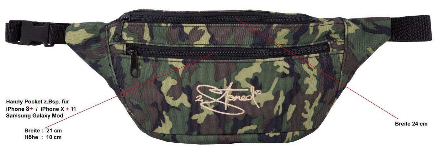 2Stoned Bauchtasche Reise-Hüfttasche Travel mit Stick für Erwachsene und Teenager, Größe XL, 33 cm breit und 14 cm hoch