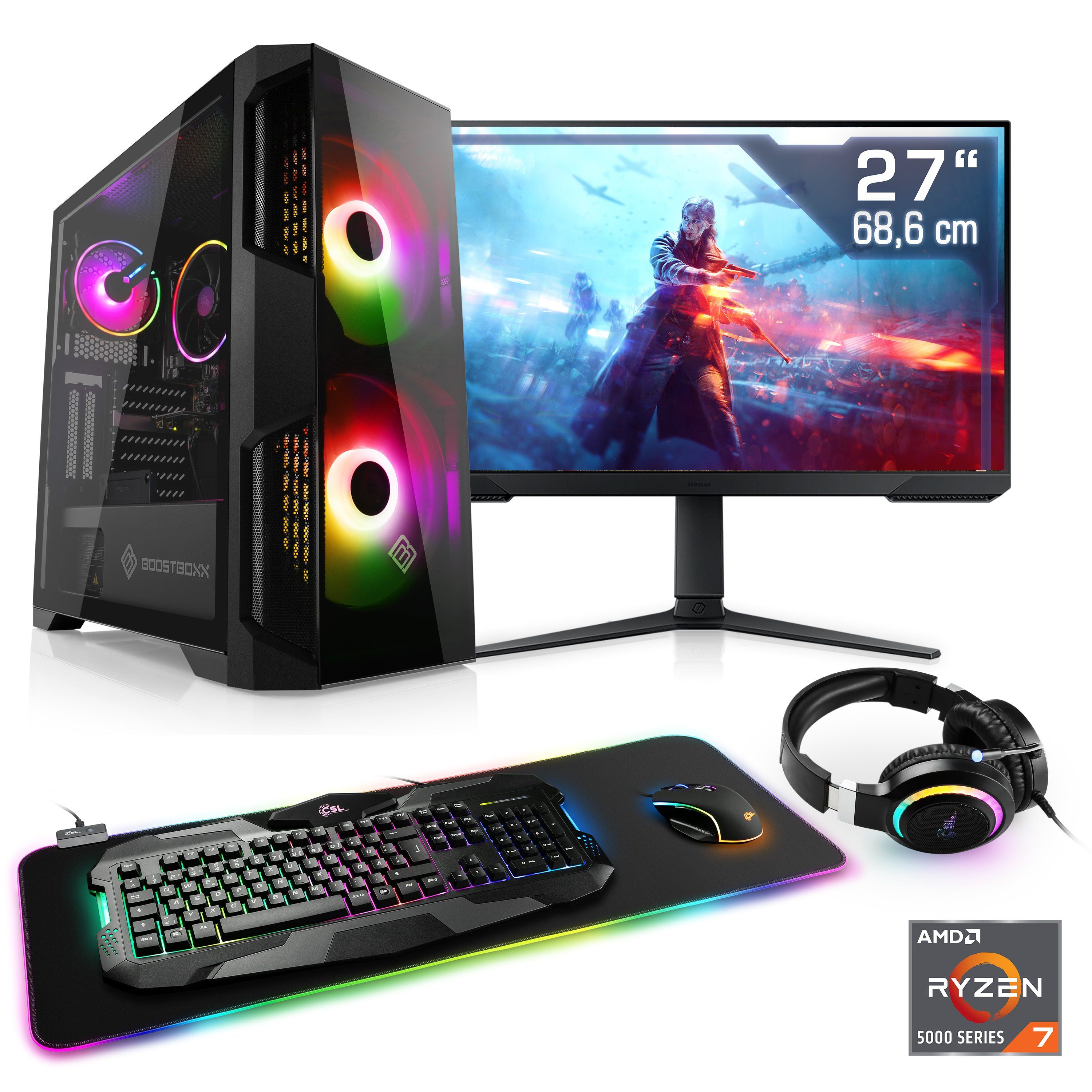 CSL RGB Edition V28752 Gaming-PC-Komplettsystem (27", AMD Ryzen 7 5700G, AMD Radeon Graphics, 32 GB RAM, 1000 GB SSD)