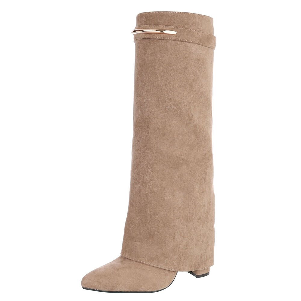 Ital-Design Damen Stiefel hoher Schaft Blockabsatz elegant High-Heel-Stiefel (92457604) Blockabsatz Stiefel in Hellbraun