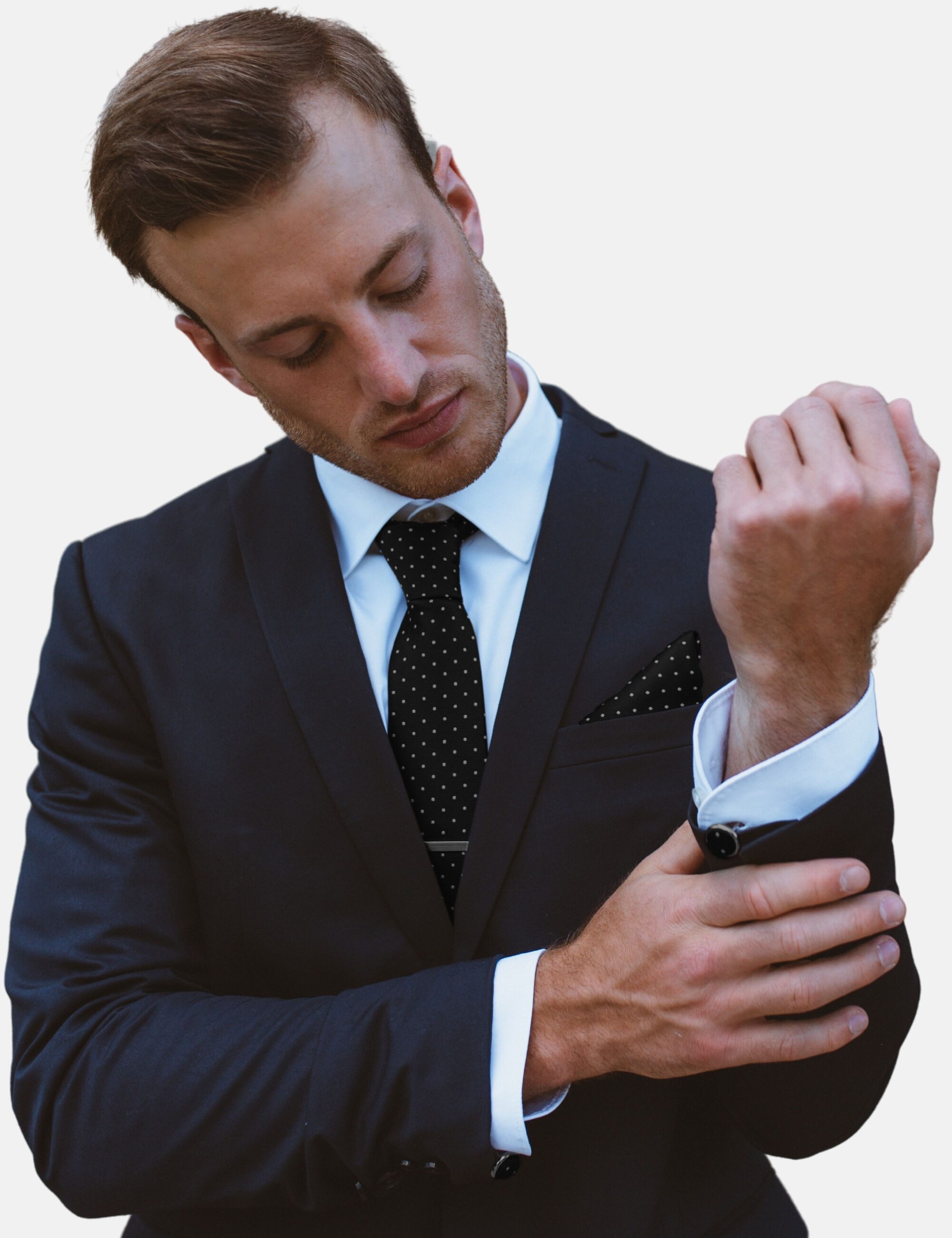 Massi Morino Krawatte (1-St) mit Einstecktuch, Manschettenknöpfen und Krawattenklammer