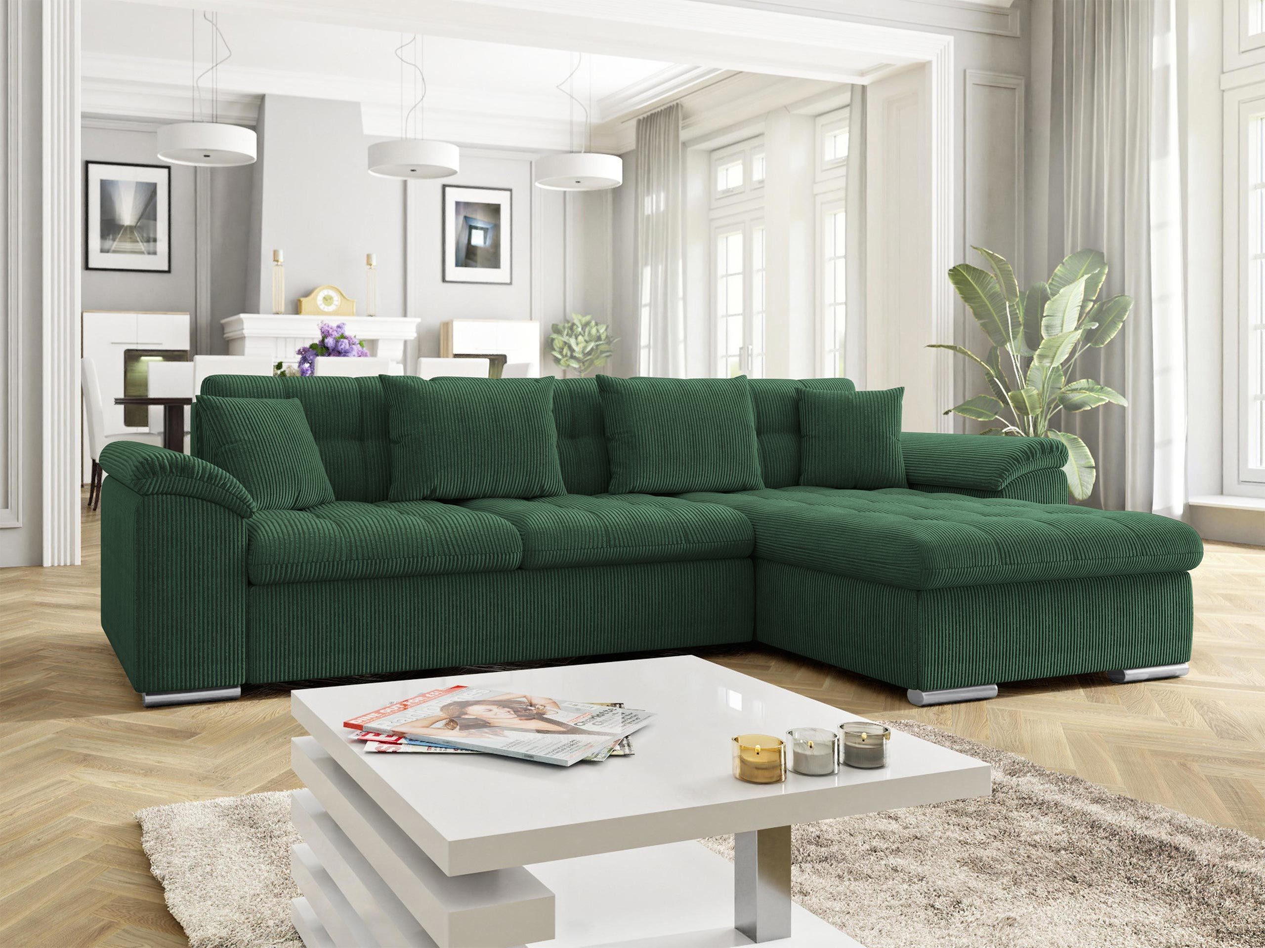 MIRJAN24 Ecksofa Diana Cord, mit Bettkasten und Schlaffunktion, Kissen-Set, 280x160x76 cm