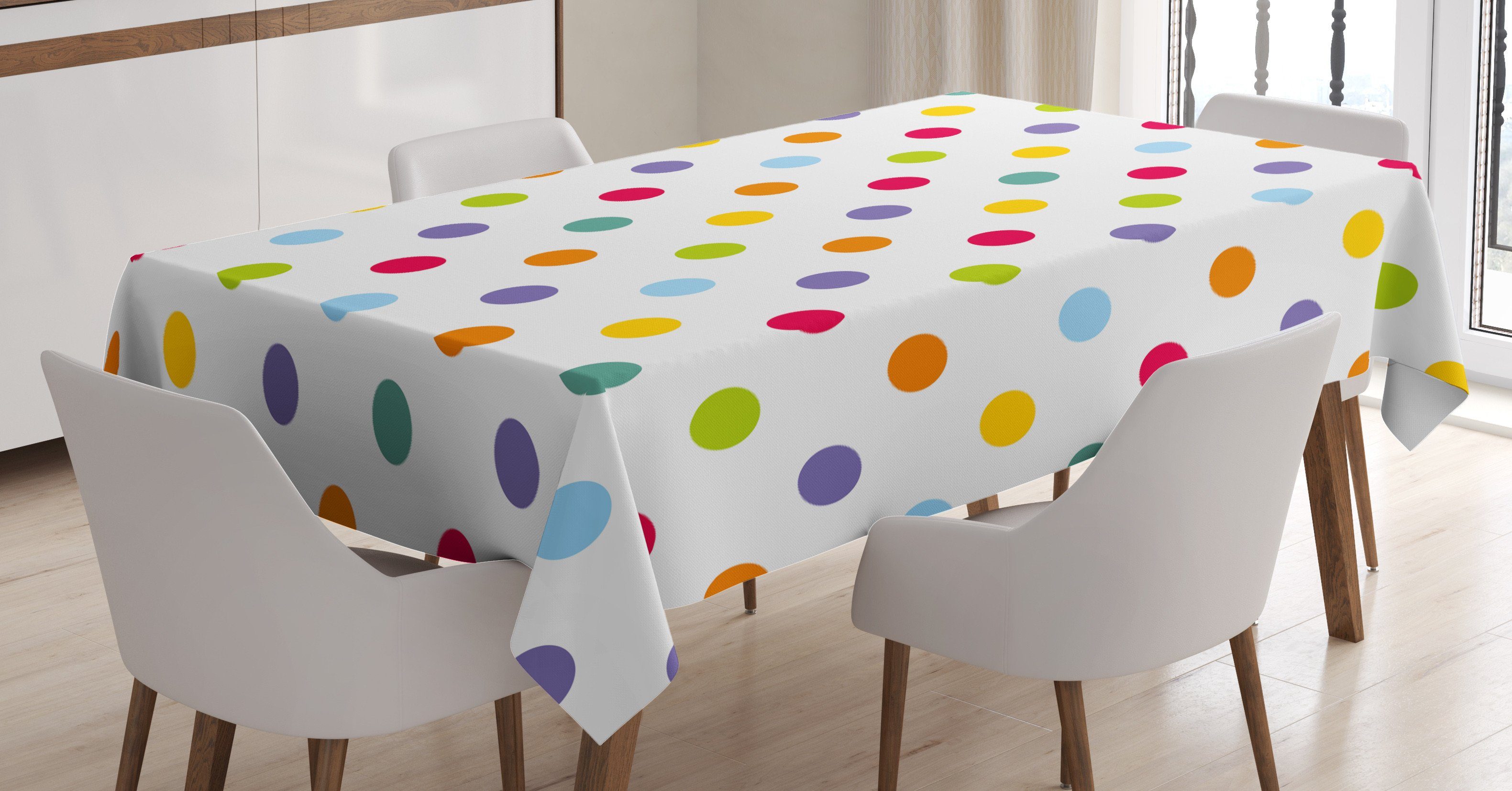 Abakuhaus Tischdecke Farbfest Fröhlich, Farben, Tupfen Design den Bereich Klare Waschbar Für Außen geeignet Geometrisch