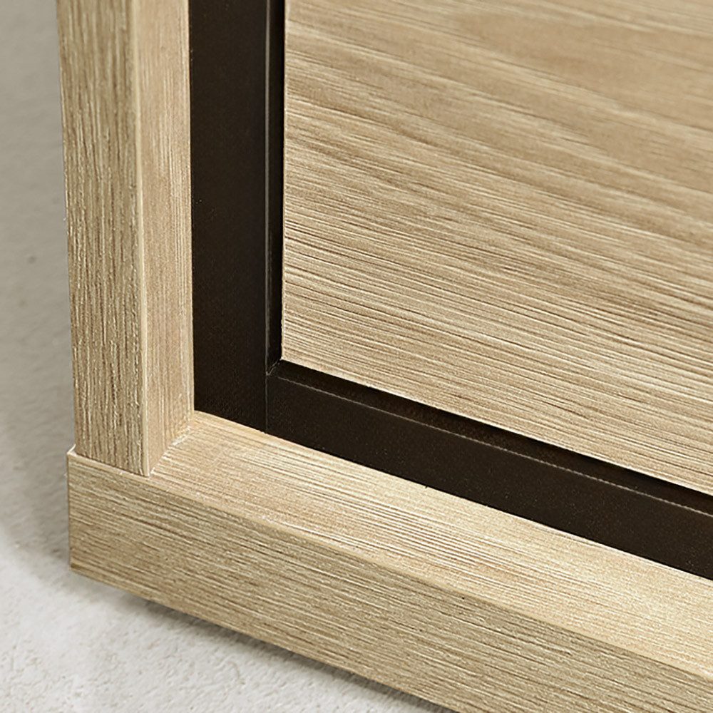 Lomadox Kommode MEGARA-161, Eckschrank Sideboard Schrank modern in braun mit Eiche Hickory Design