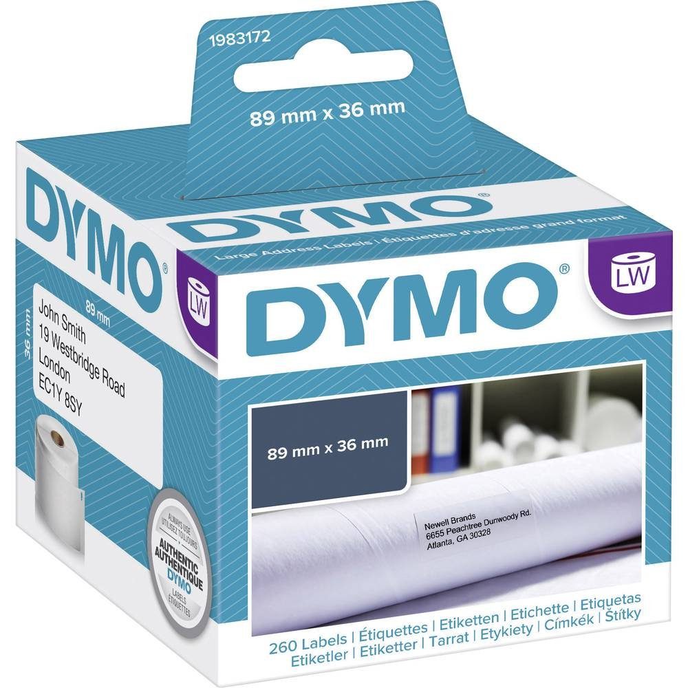 DYMO Etiketten Rollenetiketten,89 mm x 36 mm, permanent 1983172