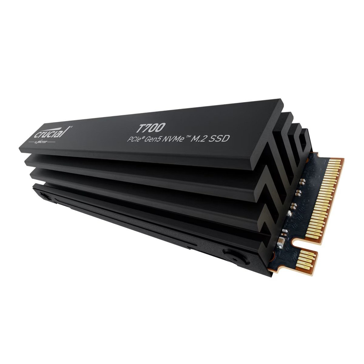 Crucial T700 4TB M.2 2280 NVMe SSD mit Heatsink Kühler interne SSD (4 TB) M.2" 12400 MB/S Lesegeschwindigkeit, 11800 MB/S Schreibgeschwindigkeit, PCIe Gen5 NVMe, Heatsink, DRAM Cache, TLC NAND