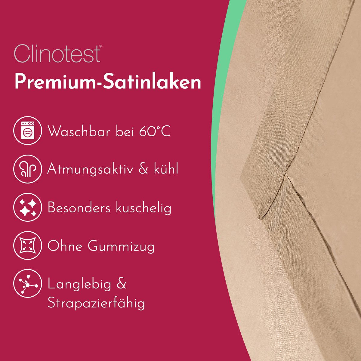 Clinotest Bettlaken Satin, glattes Laken ohne Gummizug in 240x290 cm, Baumw günstig online kaufen