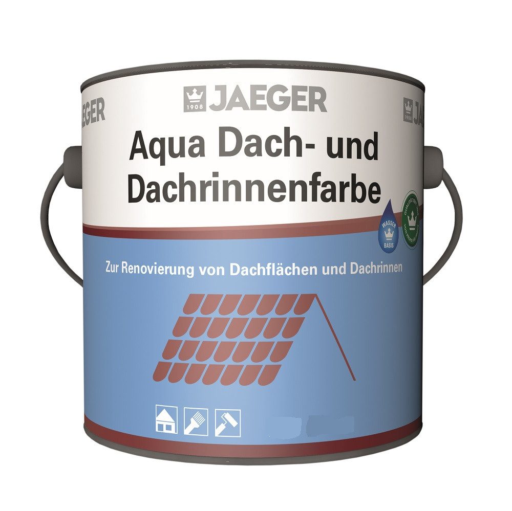 Jaegerlacke Dachfarbe Aqua Dach- und Dachrinnenfarbe 626 für den gesamten Dachbereich, Zur Renovierung von Dachrinnen und verwitterten Dachflächen.