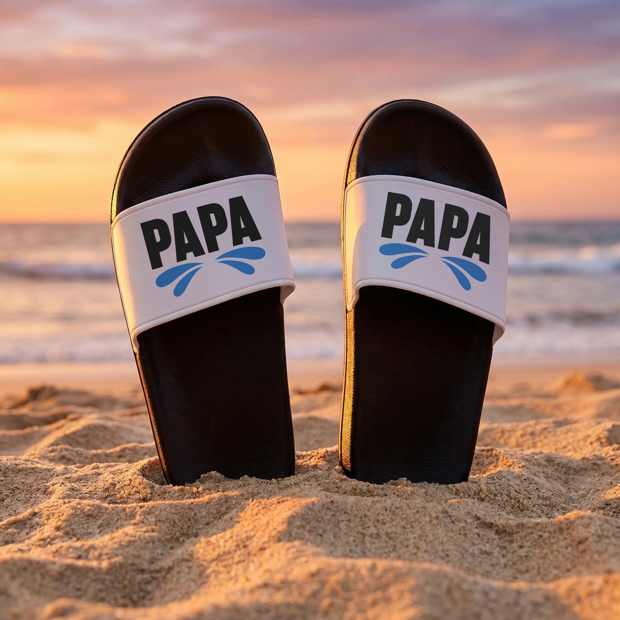 22Feels Badeschlappen PAPA Geschenk Vatertag Badelatschen Spruch Herren Papi Badepantolette IN DEUTSCHLAND BEDRUCKT