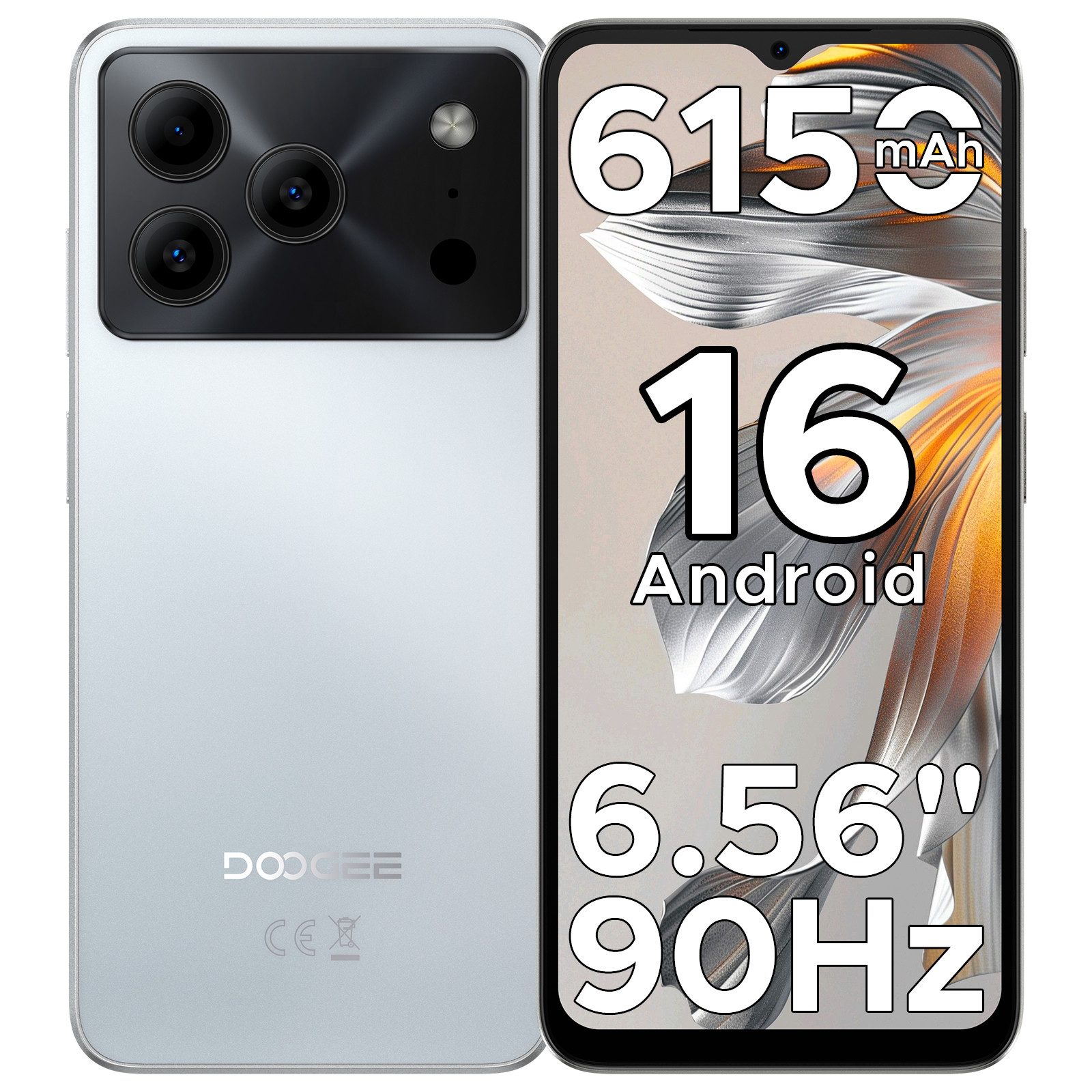 DOOGEE Note 56 Android 16 Handy Ohne Vertrag, 6150mAh, 6.56" 90Hz HD Smartphone (6.56 Zoll, 64 GB Speicherplatz, 8 MP Kamera, 3GB+64GB Speicher, 4G Dual SIM, 8,45mm dünn, Face ID, GPS)