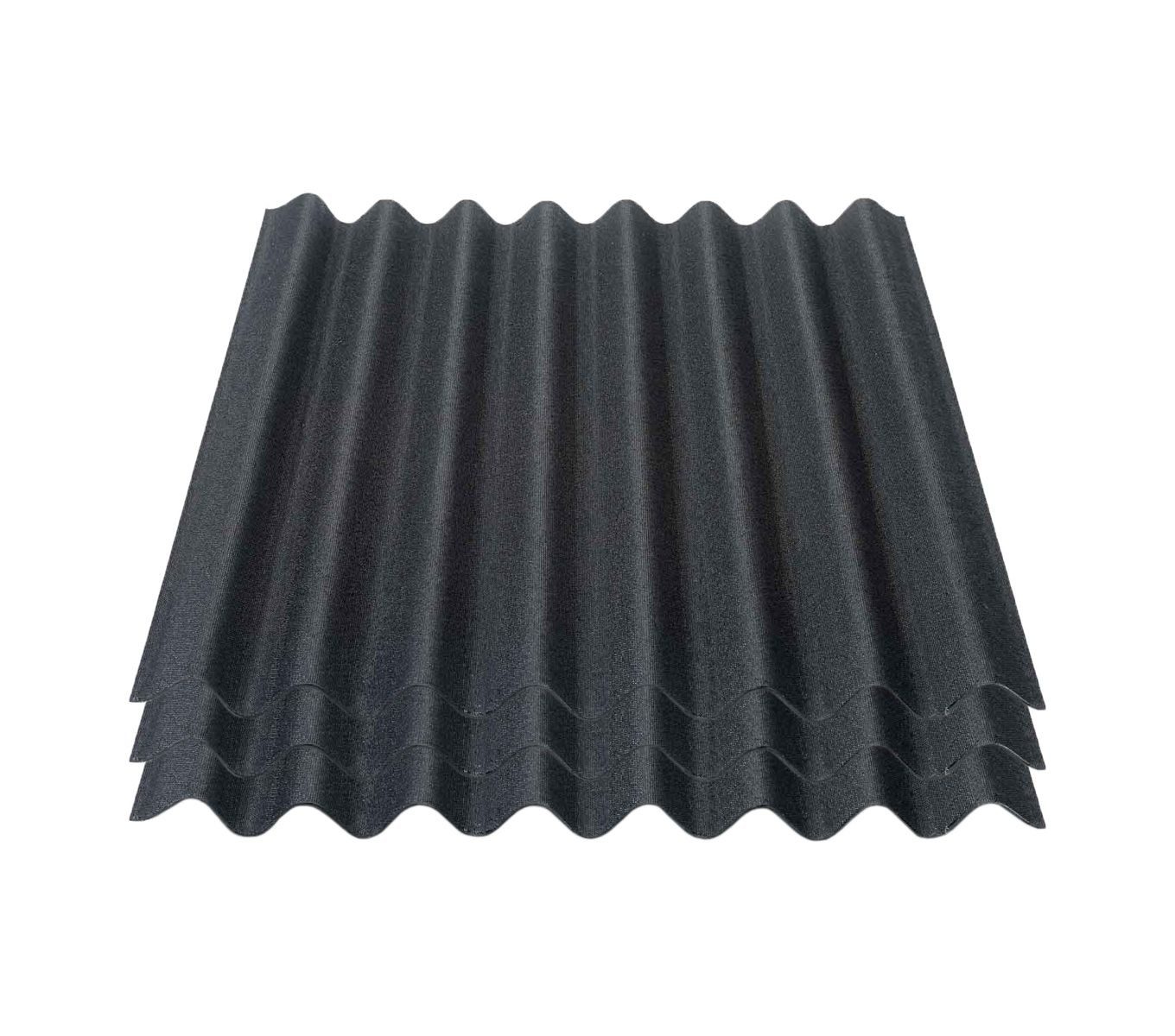 Onduline Dachpappe 3er Pack Dachplatte Easyline® Wellplatte Gartenhaus, Farbe: schwarz, wellig, 2.28 m² pro Paket, (3-St), Größe: 1000 x 760 x 2,6 mm, Profil: 95/38