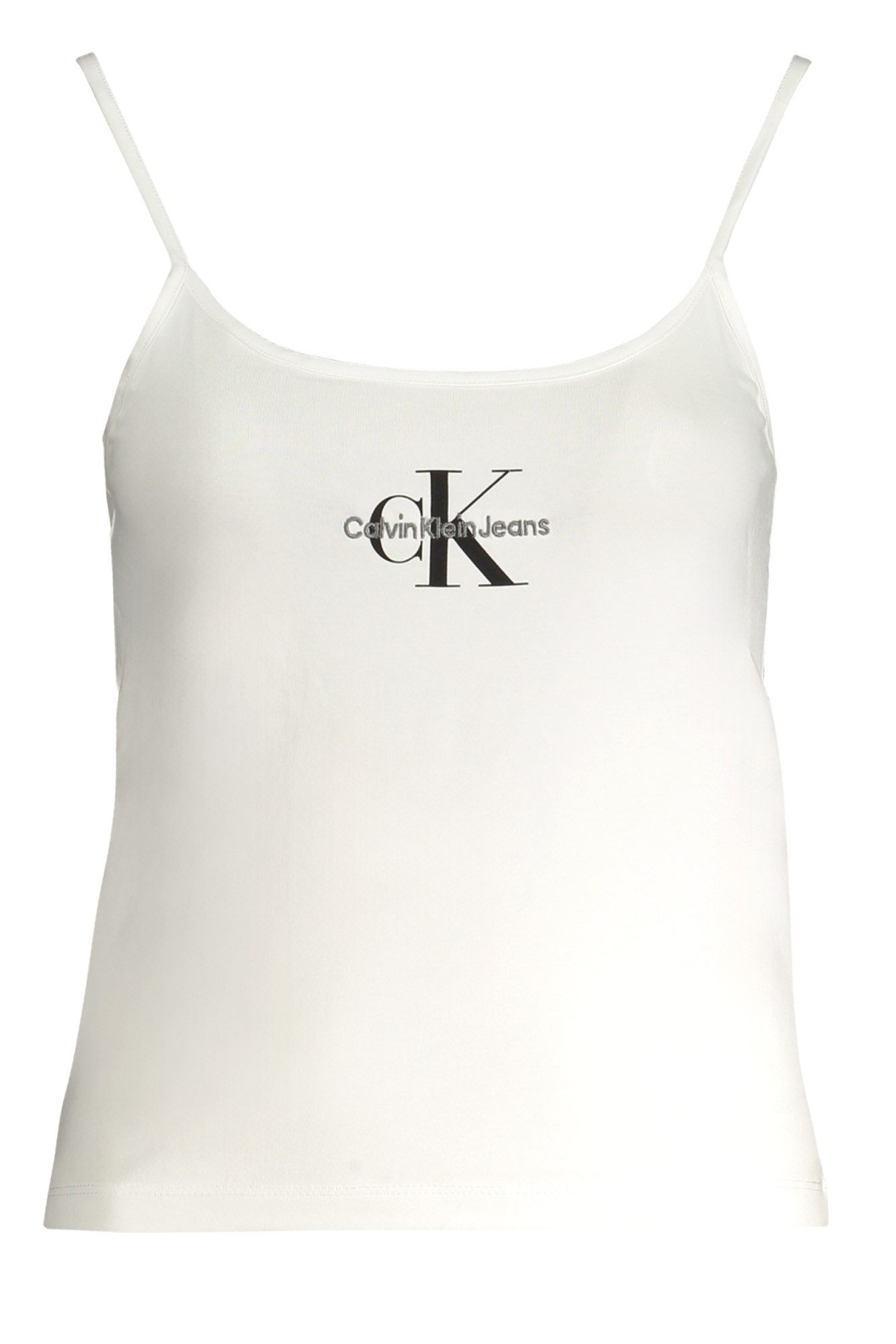 Calvin Klein Jeans Blusenshirt Damen-Tanktop Weiß: Elegant mit Logo-Stickerei &