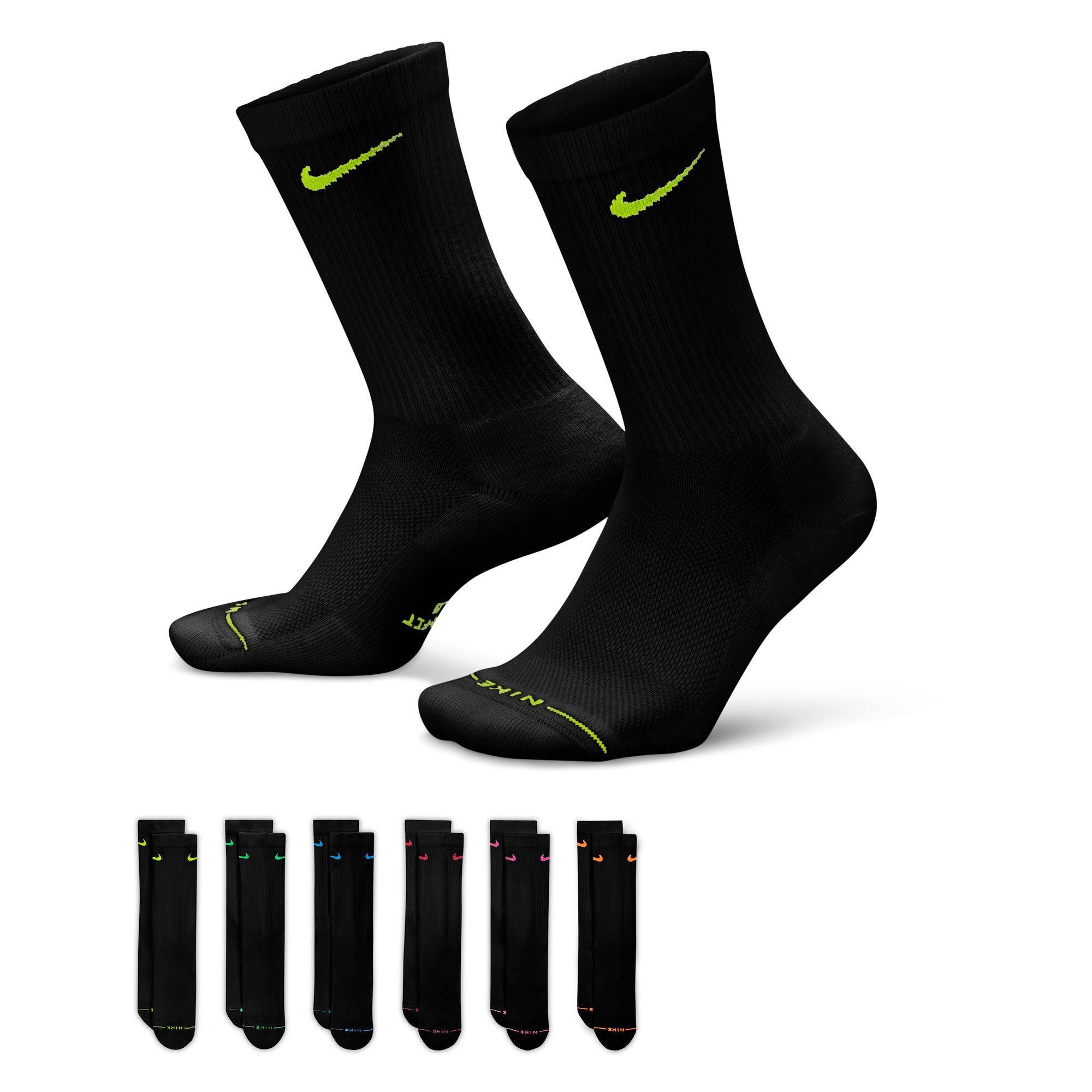 Nike Funktionssocken U NK ED ELVD CRW 6P - 144 atmungsaktives Material, für Erwachsene
