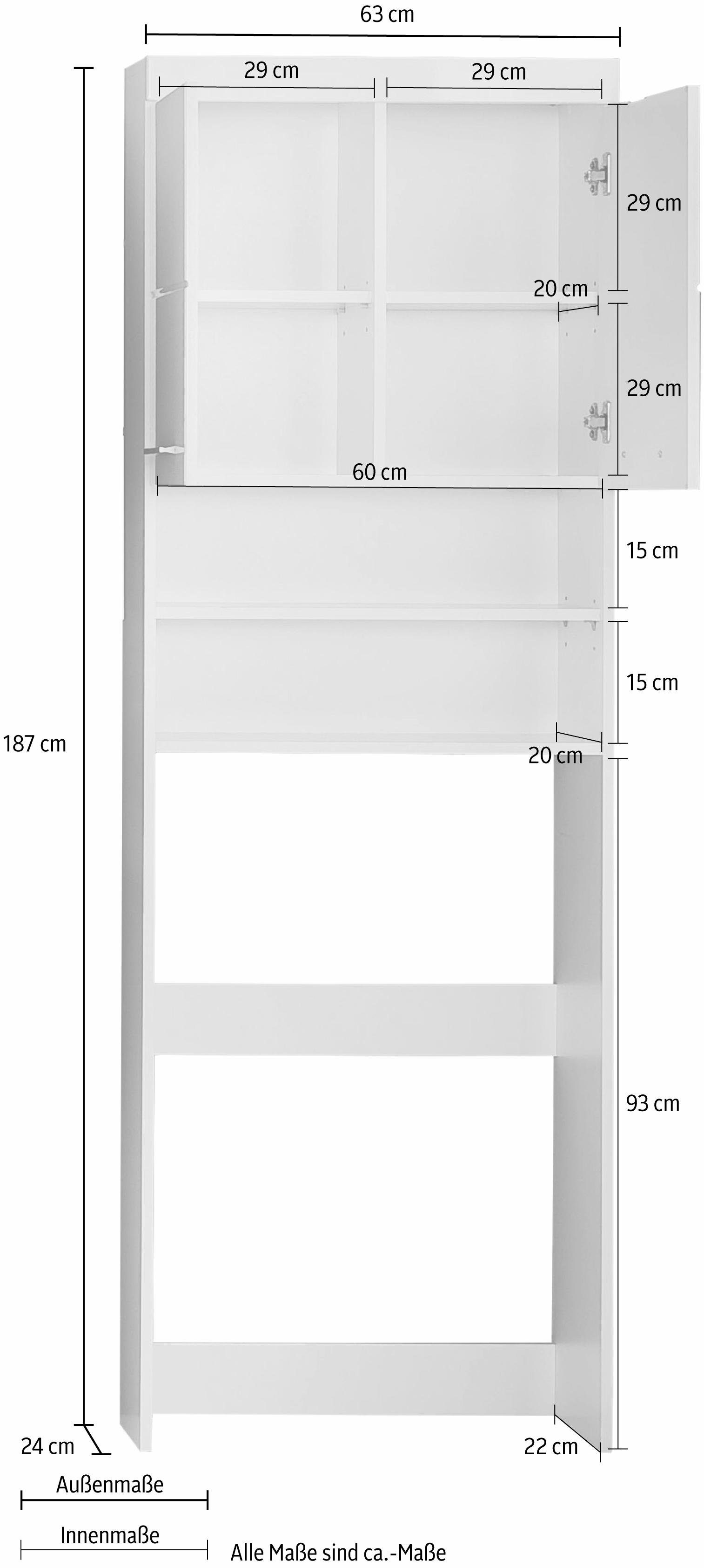 INOSIGN Waschmaschinenumbauschrank Avena Höhe 187 matt weiß/weiß cm, für | Breite Hochglanz Waschmaschinen weiß cm 60 Nische