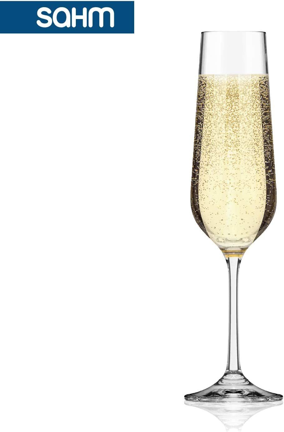 SAHM Sektglas Sektgläser Set 6 teilig - 200ml Sektglas oder Sektkelche, Edles Glas, 100% recyclebar