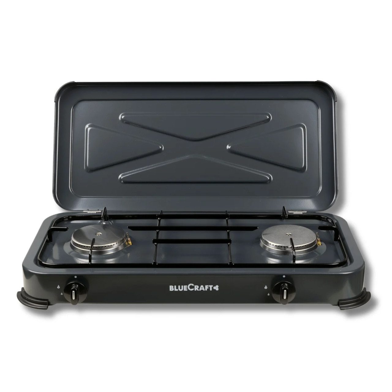 BlueCraft Gaskocher 2 flammig mit Zündsicherung 50mbar Propan Gas Campingkocher 4,4 kW, (Camping Gas Kocher 2 flammen für Gasflasche Gasherd Gas-Kochfeld), Campingkocher 2-flammig mit Zündsicherung