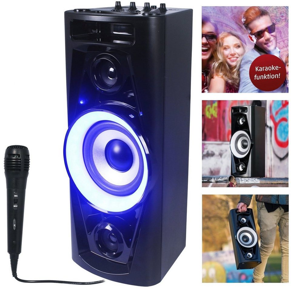 Reflexion Reflexion PS07BT Mobile Discosoundmaschine Party-Lautsprecher ( Bluetooth, 320 W, Blaues LED-Licht blinkt zum Musikbeat, Karaokefunktion)