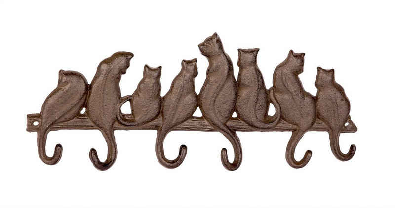 BigDean Garderobenleiste »Katzen mit 6 Haken ca. 34x14,5 cm − aus Gusseisen«