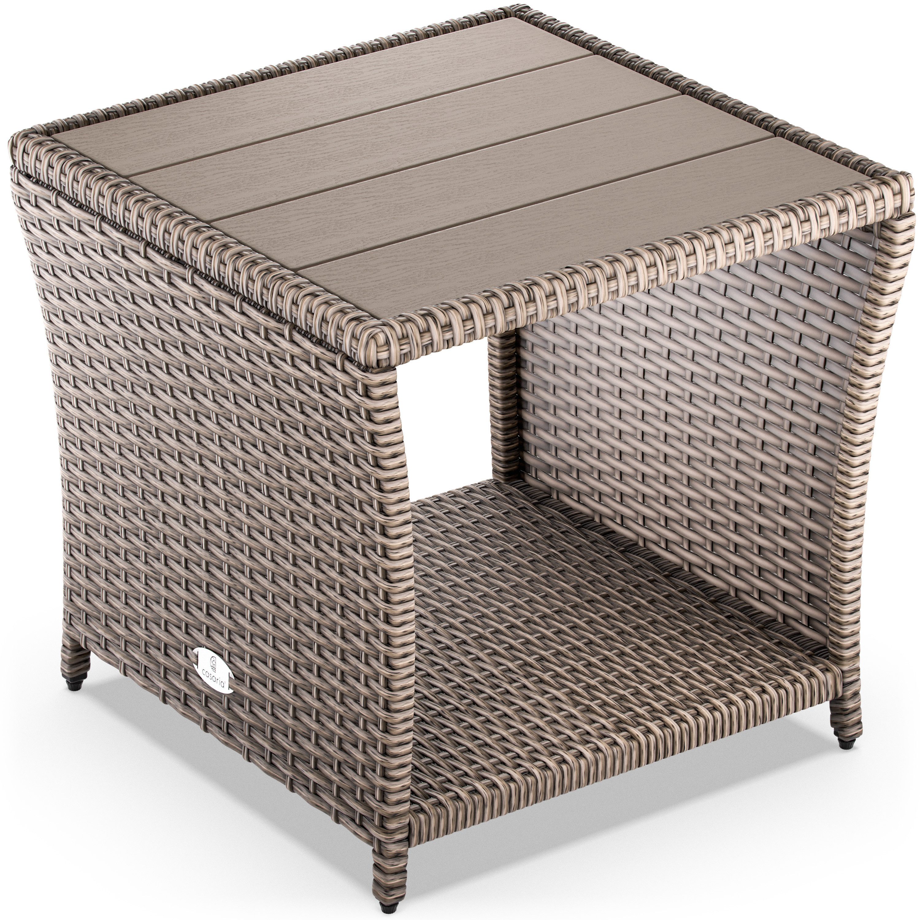 Casaria Beistelltisch (1-St), Polyrattan WPC Tischplatte 45x45x40cm Wetterf günstig online kaufen