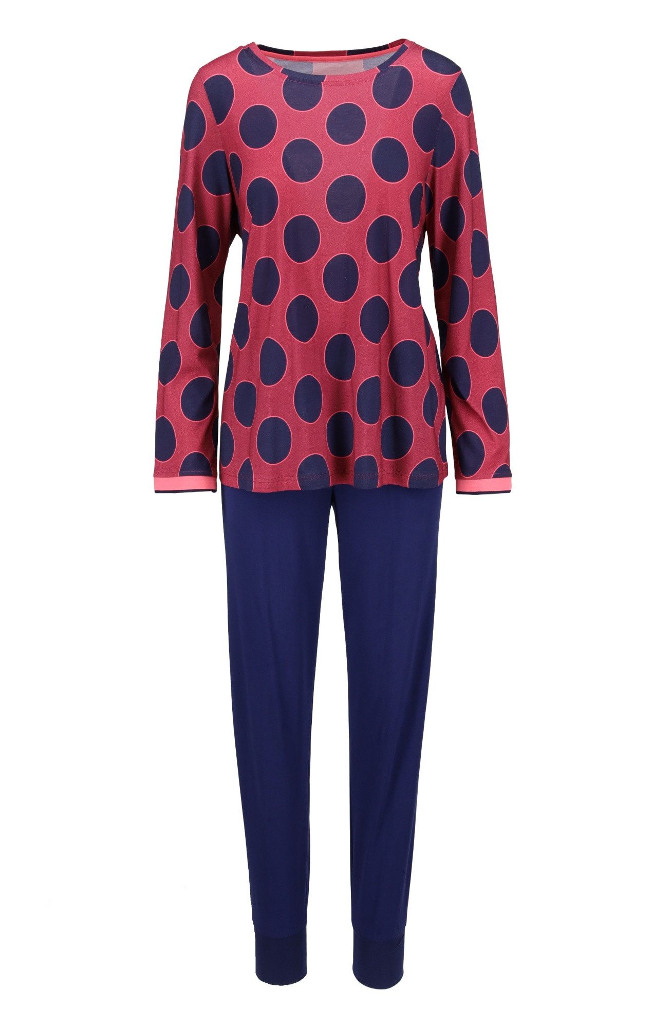 Ringella Pyjama - Schlafanzug Langarm mit Punktdessin und lange Hose mit Bündchen (2 tlg) Single Jersey aus 95% Baumwolle 5% Elasthan