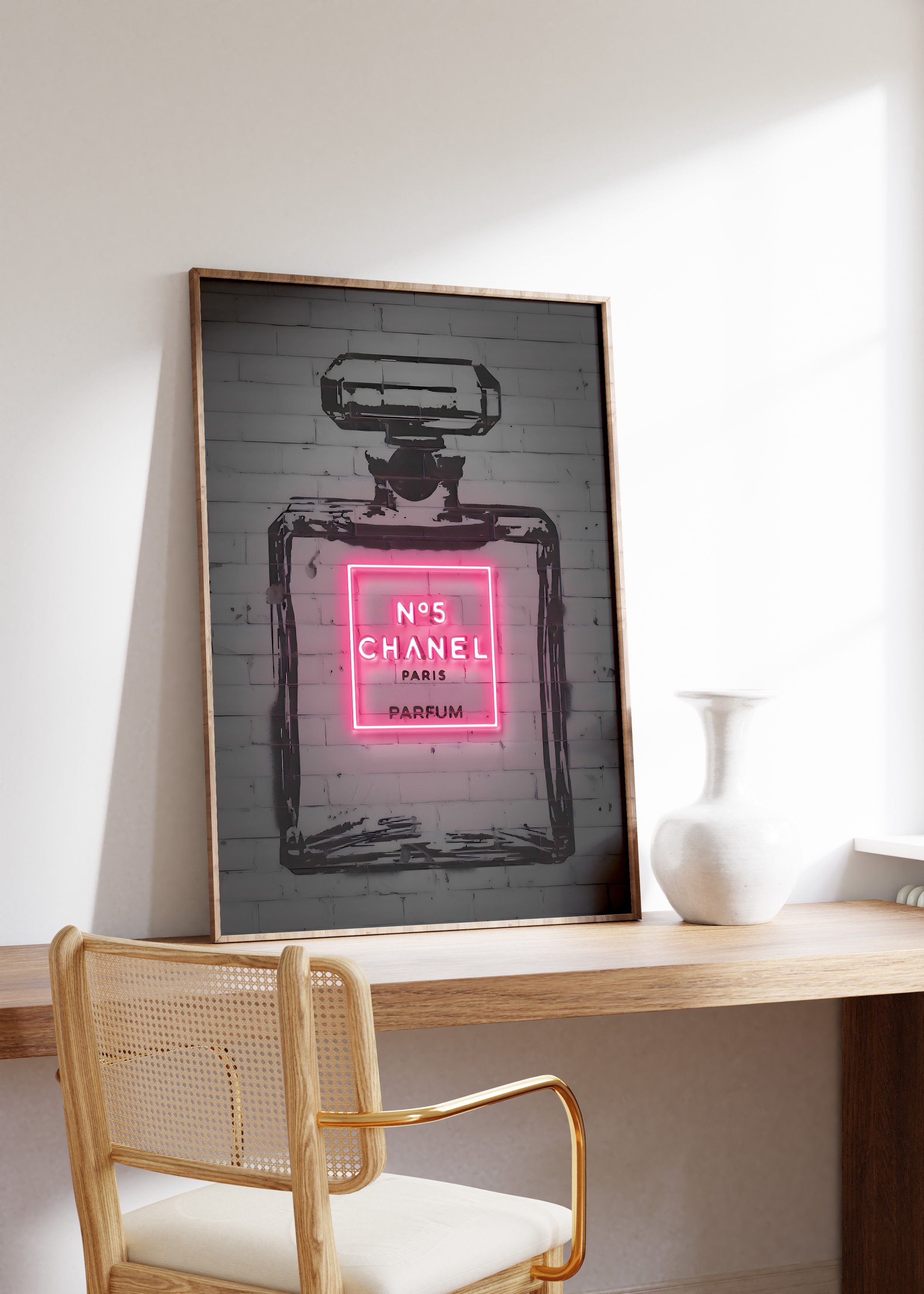 Chanel Effekt Neon JUSTGOODMOOD Poster Premium ® Poster No.5 · ohne Rahmen ·
