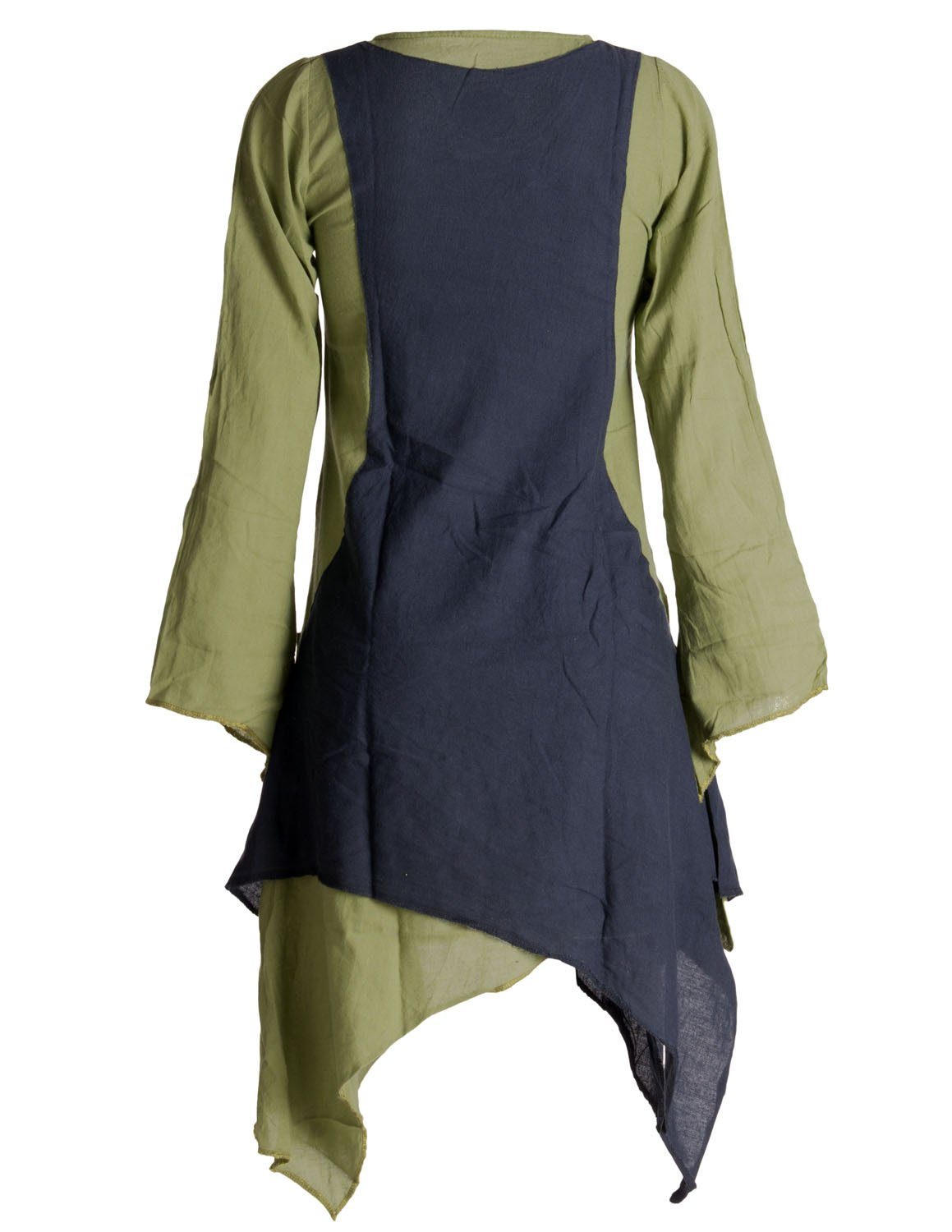 Vishes Midikleid Langärmliges Lagenlook Kleid handgewebte Baumwolle Ethno, Hippie, Boho, Goa style