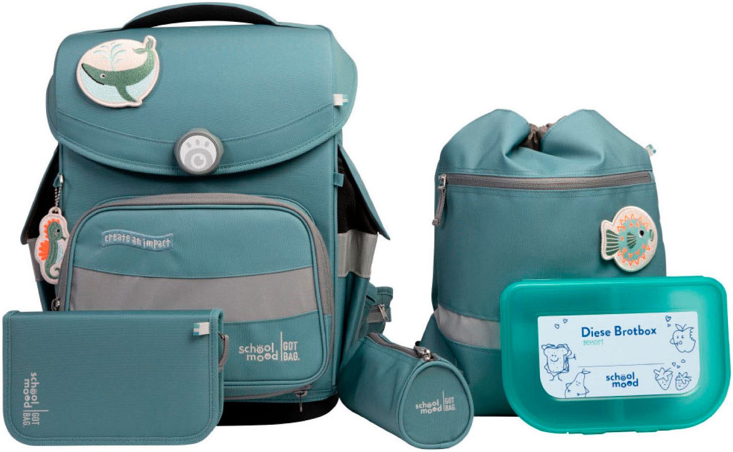 SCHOOL-MOOD® Schulranzen Timeless Pro (Set, 6-tlg)