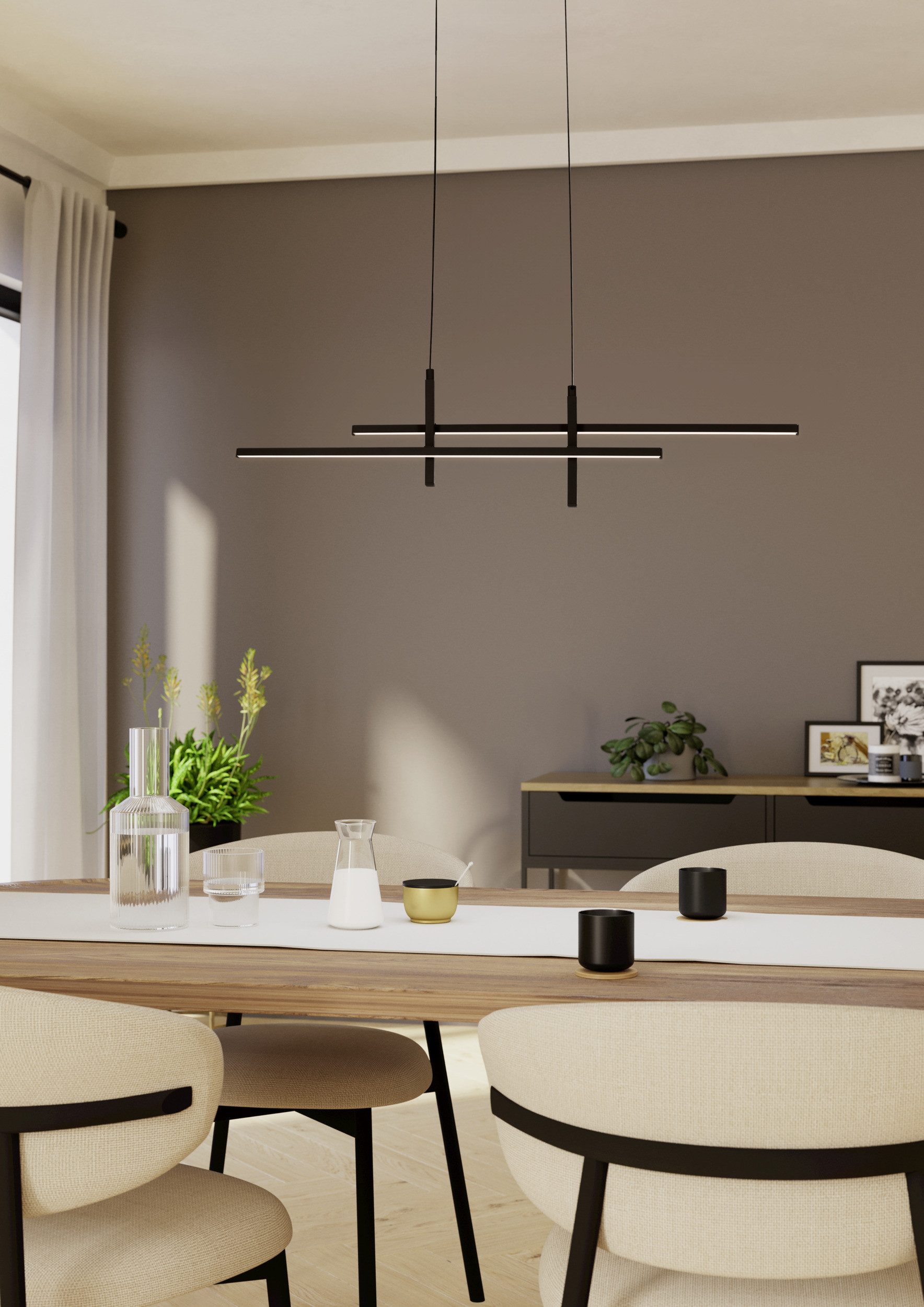 EGLO Hängeleuchte TREPILIANO Pendellampe - Alu, Stahl - LED - 20W - IP20, LED fest integriert, Warmweiß, Hängelampe, Deckenlampe, Wohnzimmer, Esszimmer, L110 x  – Bild 2 von 2
