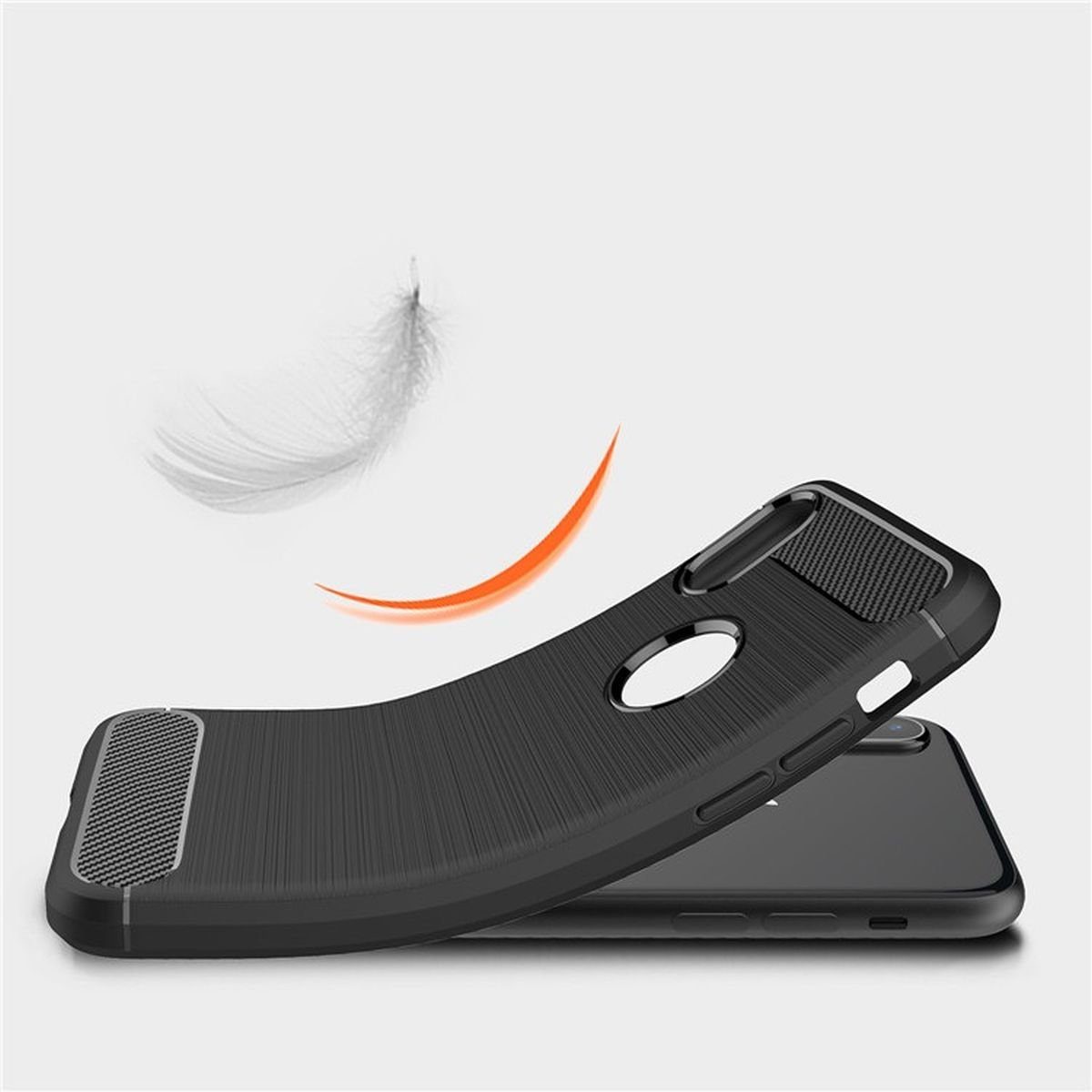 CoverKingz Handyhülle Hülle für Apple iPhone Xs / iPhone X Handyhülle Case Cover schwarz, Carbon Look