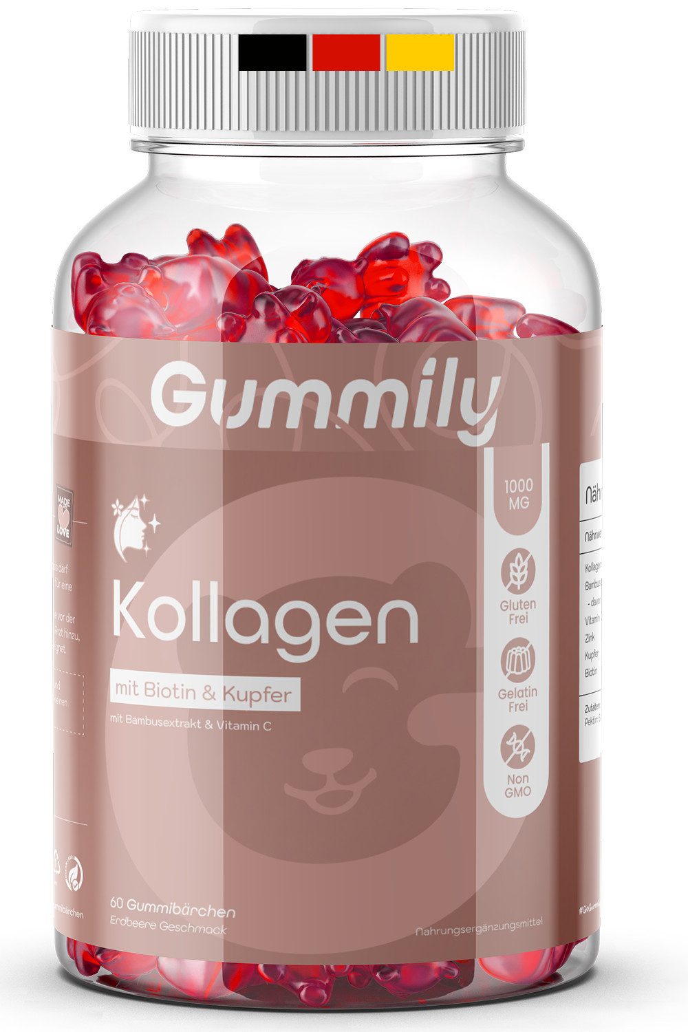 Gummily® Kollagen mit Biotin & Kupfer - Beauty für Frauen - Glow Gummibärchen, 60 St., Premium - ausgewogene Dosierung