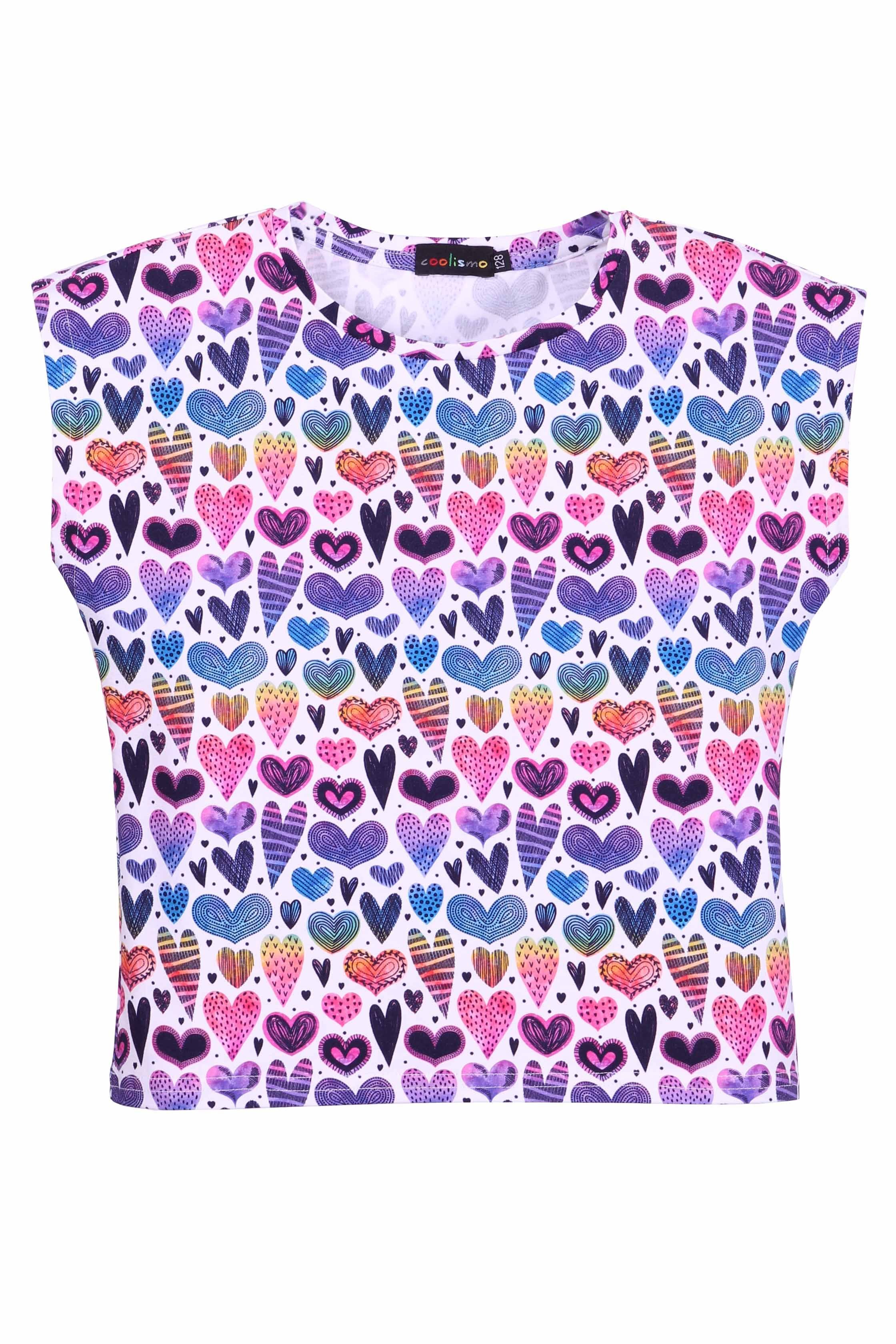 coolismo T-Shirt mit Herzchen-Motiv Kurzarm, bedruckt, Rundhalsausschnitt, aus Baumwolle