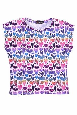 coolismo T-Shirt Print-Shirt für Mädchen mit Herzchen-Print Rundhalsausschnitt, Alloverprint, Baumwolle
