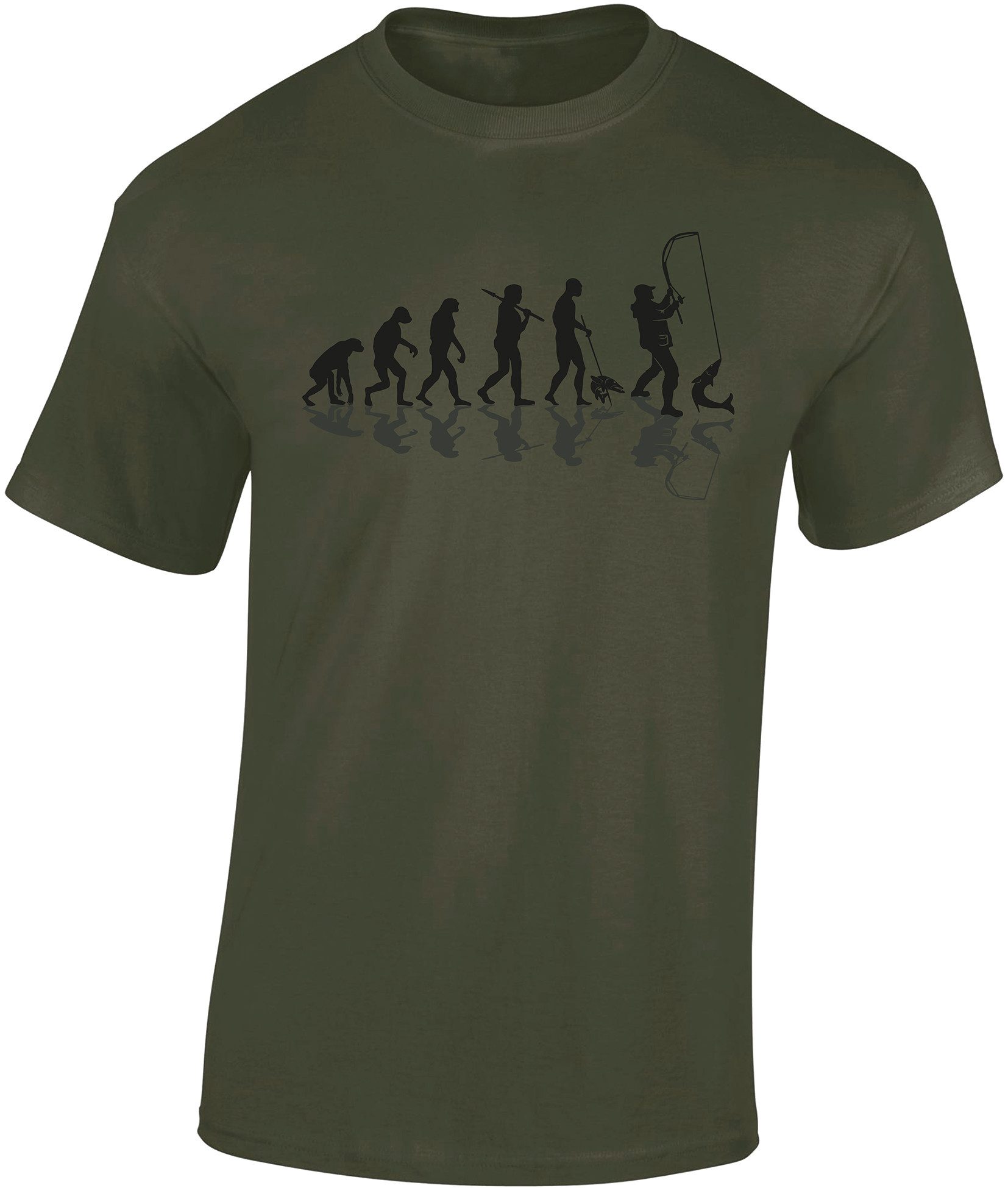 Baddery Print-Shirt Angel T-Shirt : Angler Evolution - Angler Geschenke, hochwertiger Siebdruck, aus Baumwolle