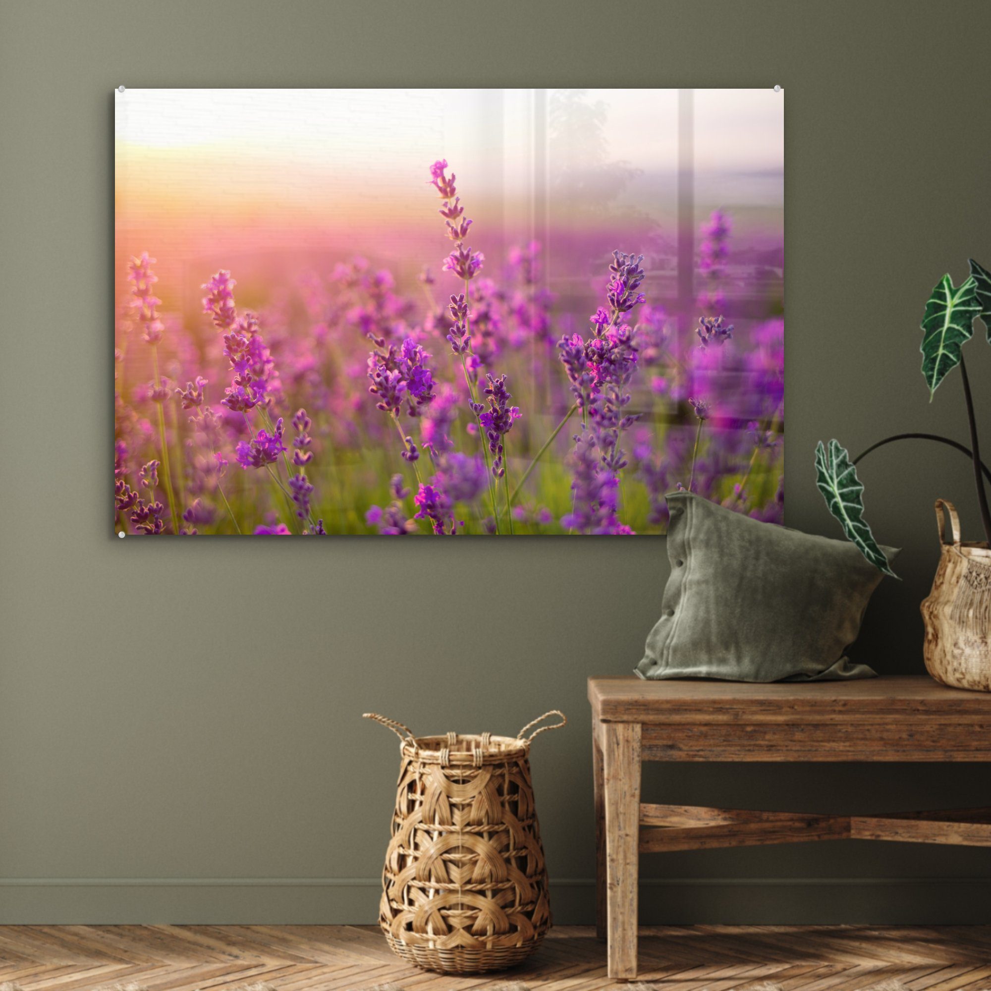 MuchoWow Frühling Acrylglasbild Acrylglasbilder St), Schlafzimmer - (1 - Wohnzimmer Lila, Lavendel &