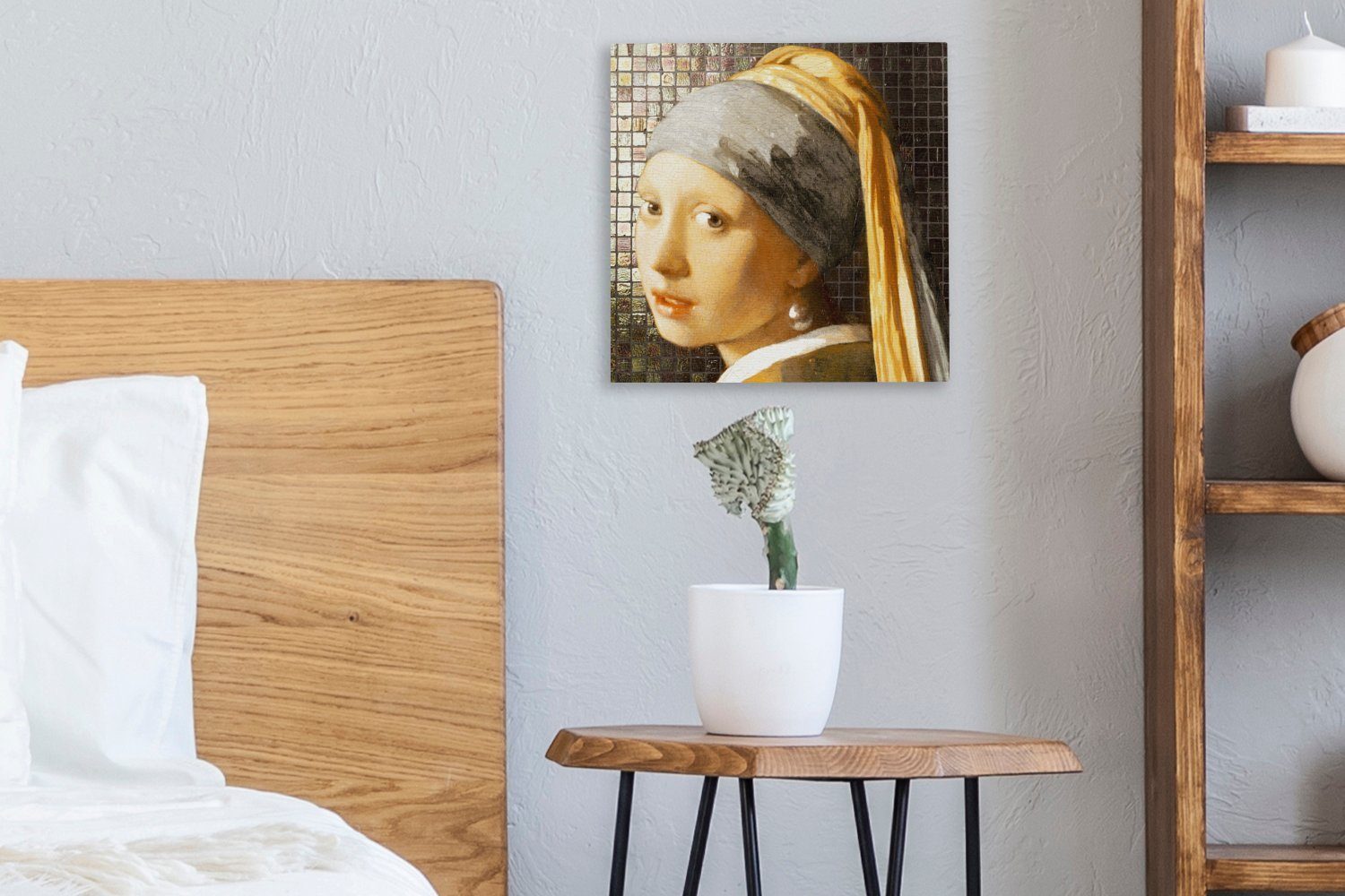 OneMillionCanvasses® Gemälde Alte Meister - Mädchen Bilder Wohnzimmer Schlafzimmer mit Perlenohrring - Leinwand St), (1 für Kacheln