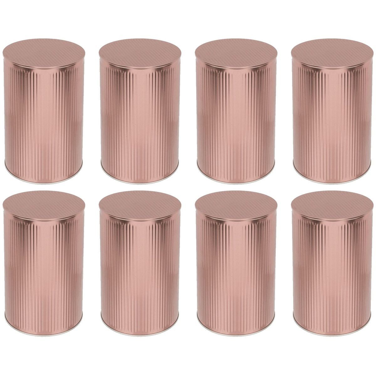 Marabellas Shop Vorratsdose Vorratsdosen aus gestreiftem Blech 8er-Set in Bronze, Silber oder Gold, Metall, dekorativ, Bonboniere