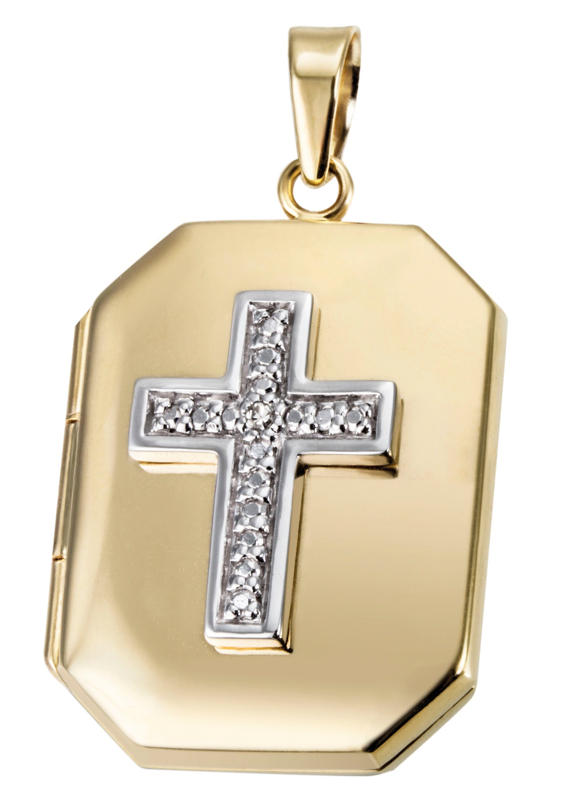 Firetti Medallionanhänger Schmuck Geschenk Gold 375 Halsschmuck Anhänger Medaillon Kreuz, mit Diamant