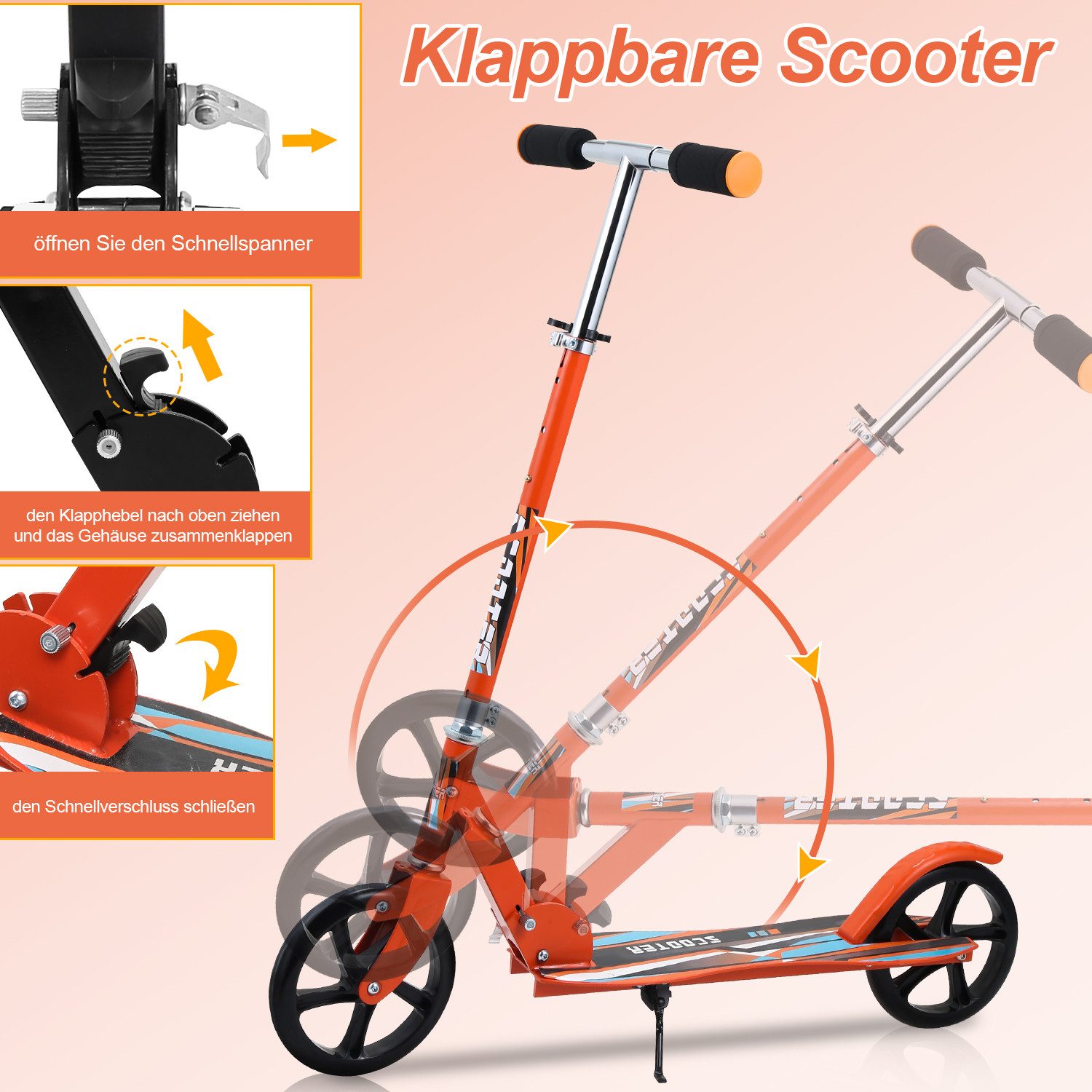 Clanmacy Scooter Kinderoller Scooter Faltbarer Kinderscooter Höhenverstellbar