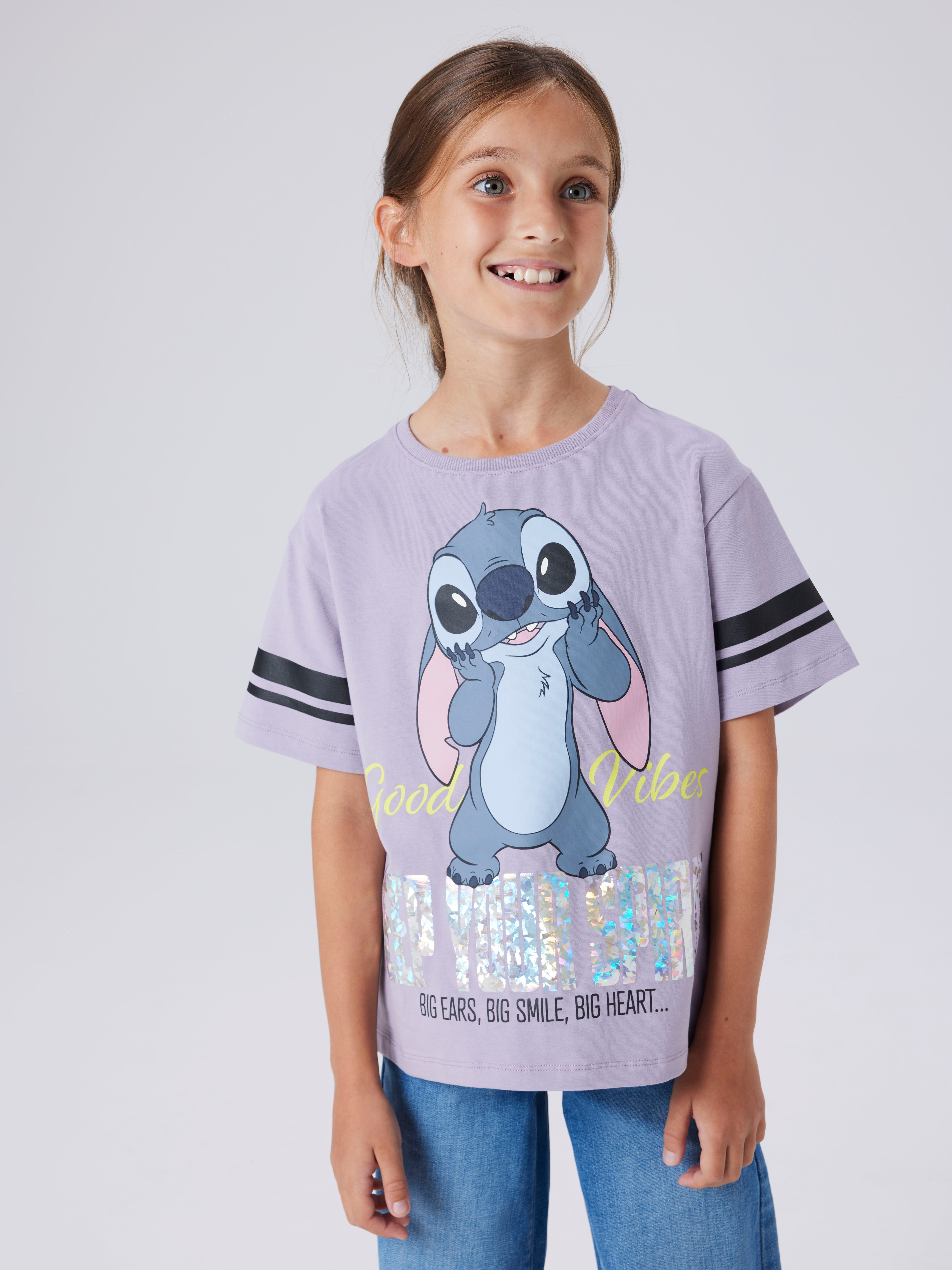 Name It T-Shirt NKFDYMI STITCH SS NREG TOP BOX NOOS WDI mit wunderschönem Glitzerdruck