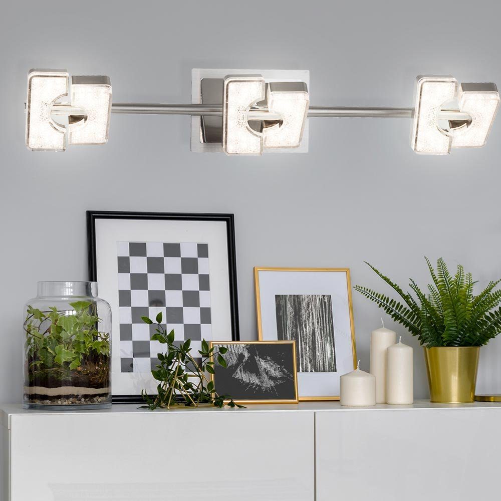 etc-shop LED Wandleuchte, LED-Leuchtmittel fest verbaut, Warmweiß, LED Design Spot Leiste Leuchte beweglich Kristall Optik Wohn Zimmer