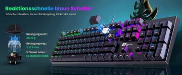 Redragon ET Mechanical Mechanische Gaming-Tastatur mit RGB Beleuchtung Tastatur (QWERTZ Layout, 105 Tasten, Programmierbar, Kabelgebunden, RGB Beleuchtung)