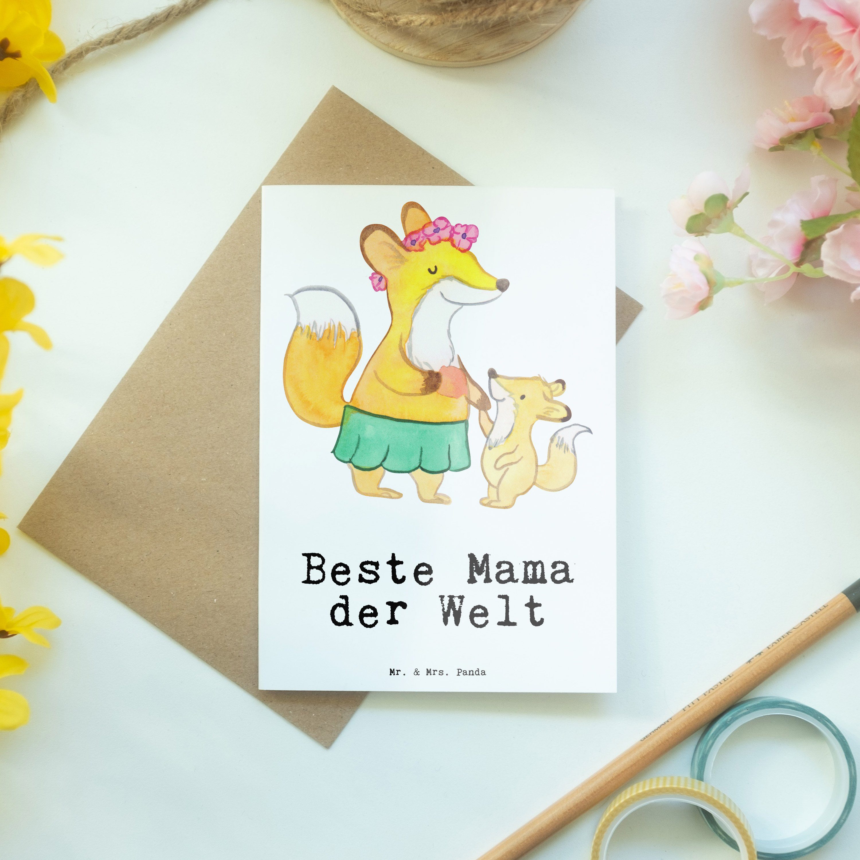 Mr. & Mrs. Weiß Fuchs Grußkarte Hochzeitsk Mama Karte, Geschenk, Beste Danke, der Welt - - Panda