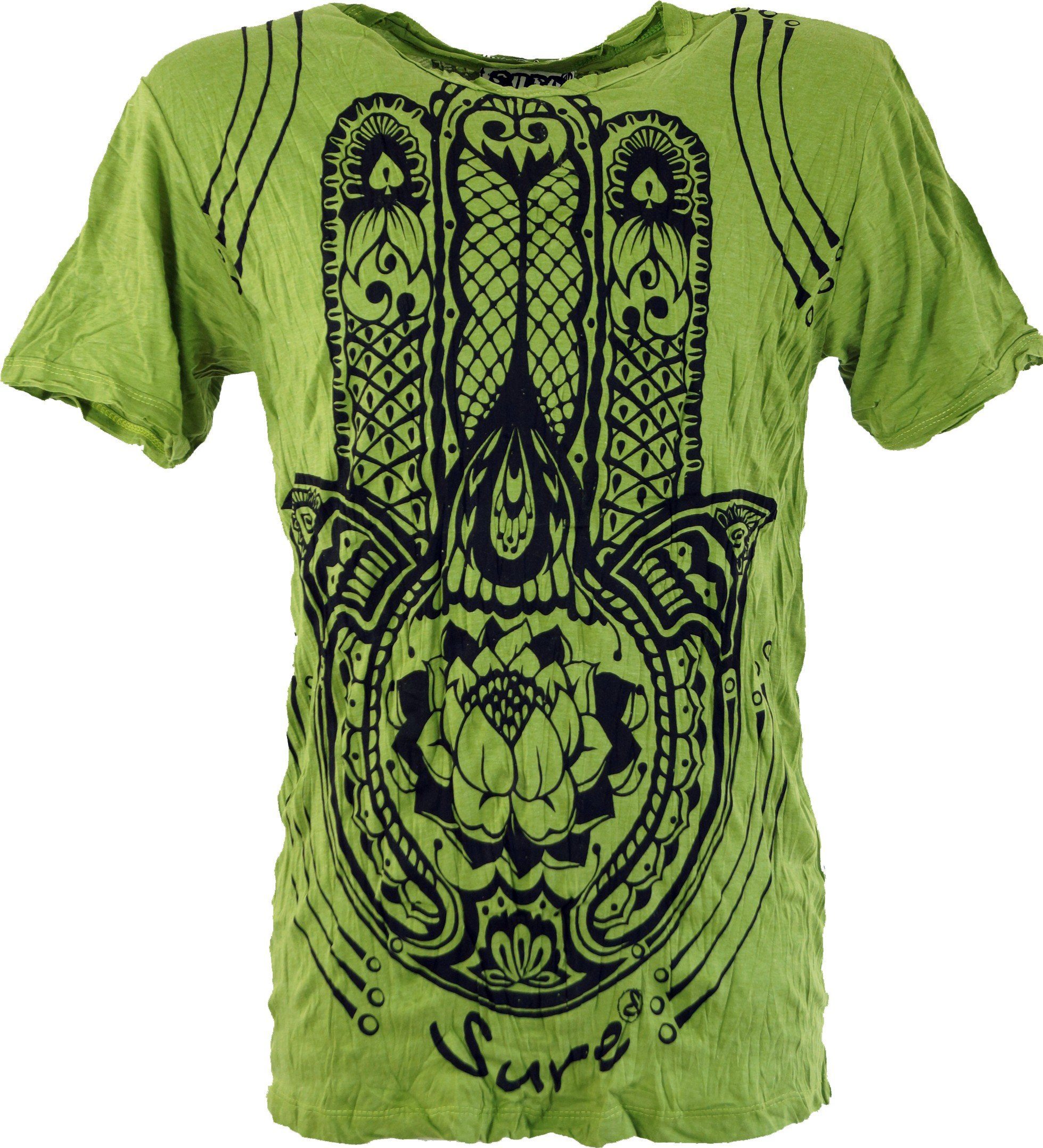 Guru-Shop T-Shirt Sure Bekleidung Goa T-Shirt alternative Style, lemon - Festival, Hand Fatimas
