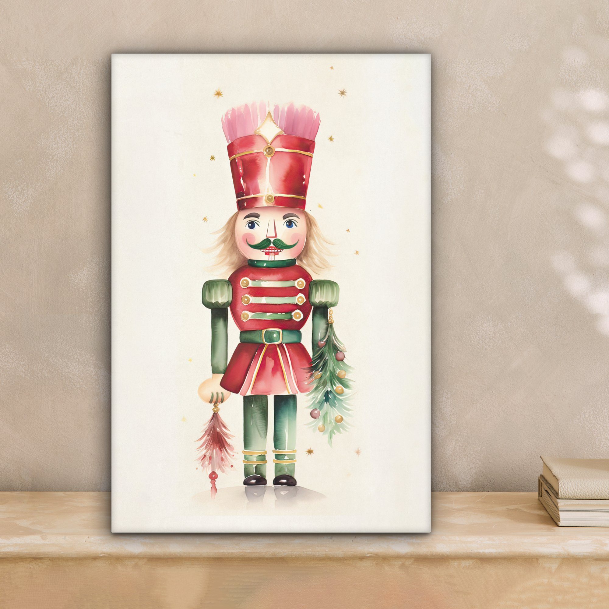 OneMillionCanvasses® Leinwandbild Nussknacker - Weihnachten - Rot - Aquarel günstig online kaufen