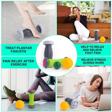leben Massageball Vierteiliges Set aus Igelball-Fußmassage, Fußmassagerolle, Reflexzonenmassage-Werkzeuge 4-tlg., Fußmassagerolle und Fersensporn zur Linderung von Muskelkater, Fußmassagegerät zur Linderung von Plantarfasziitis