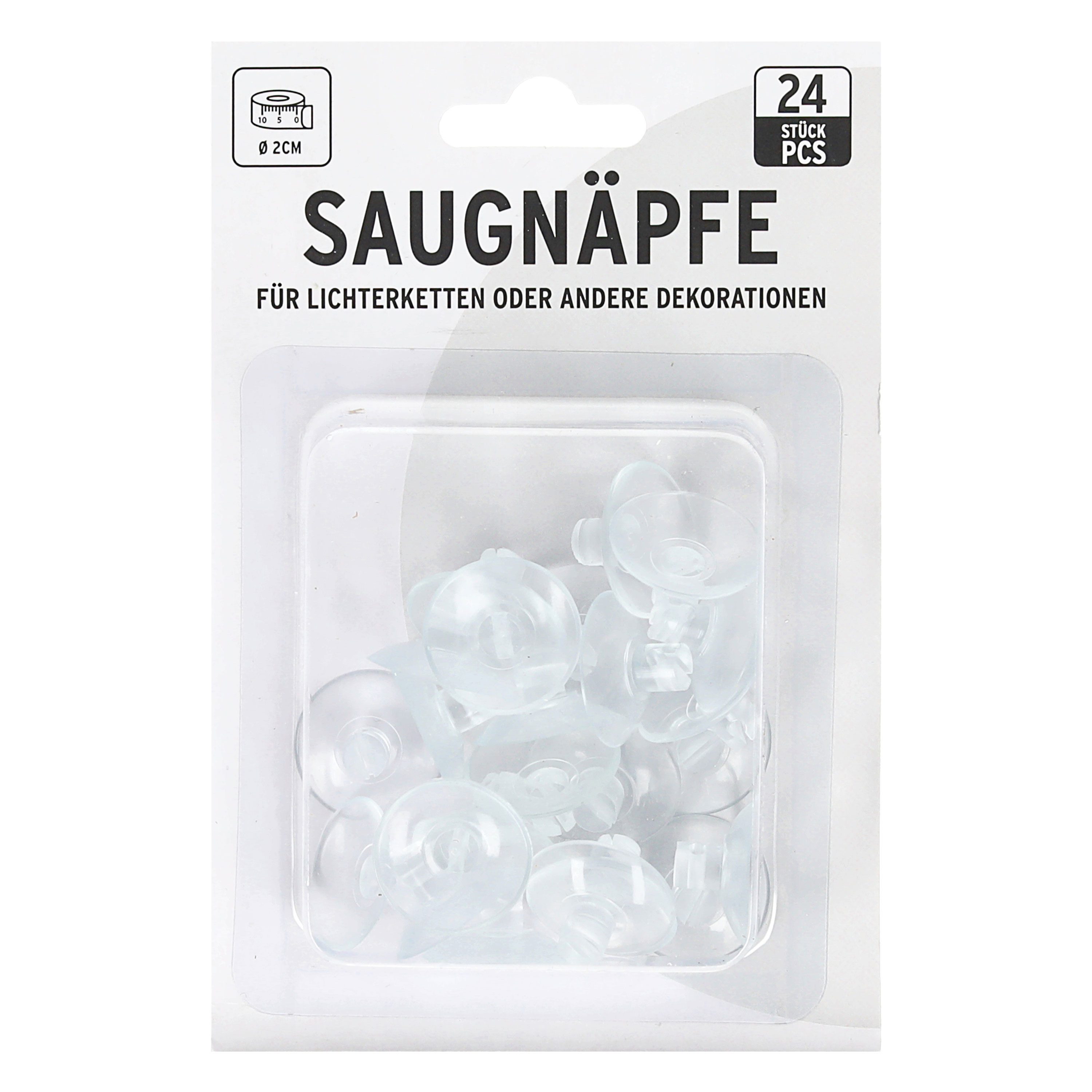 CEPEWA Fensterhaken Saughaken 24er Set geschlitzt PVC Ø2cm transparent Haken ohne Bohren