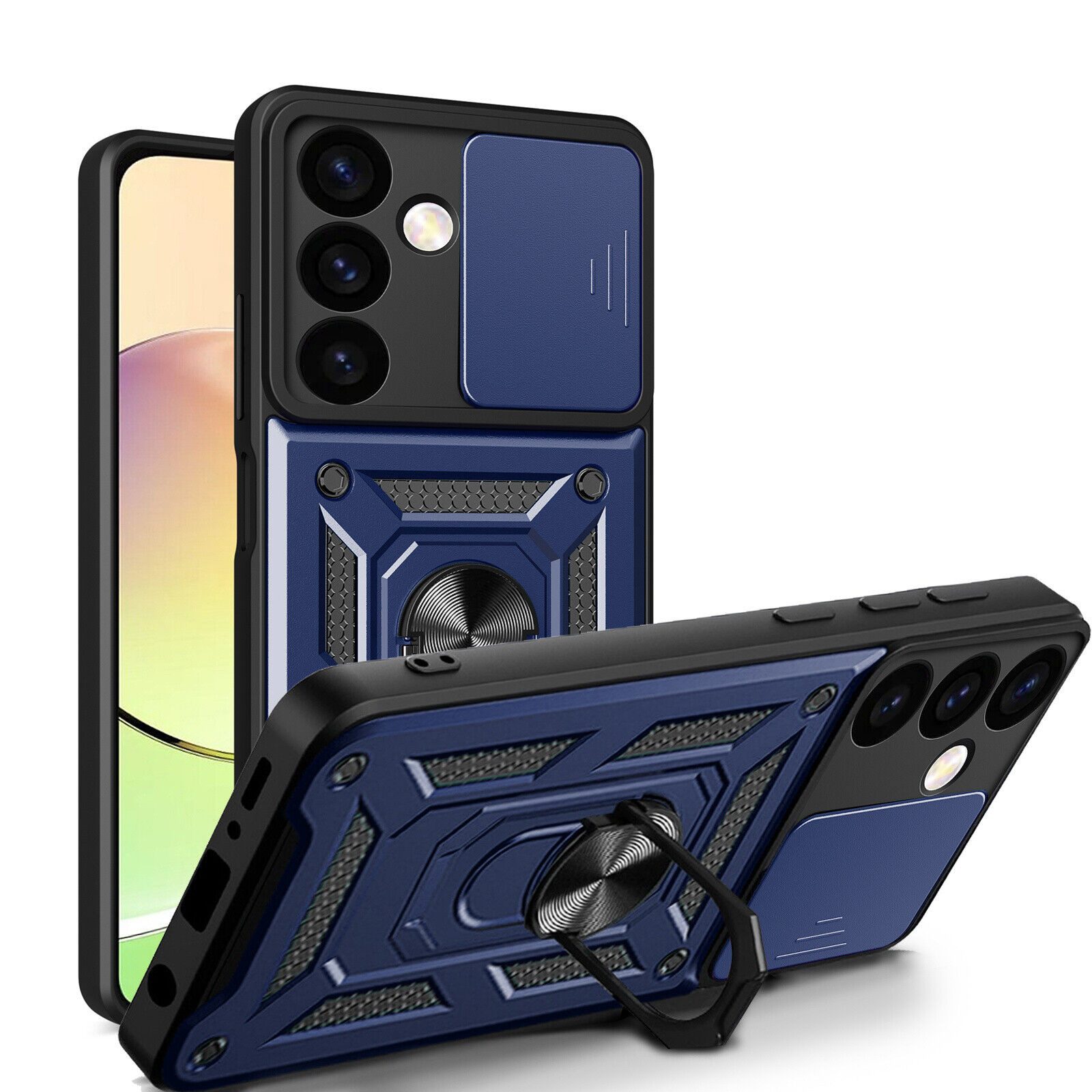 betterfon Handyhülle Panzerhülle für Samsung Galaxy S24 mit Kameraschutz & Ringhalter, Outdoorhülle mit Smartstand und Silikonkern